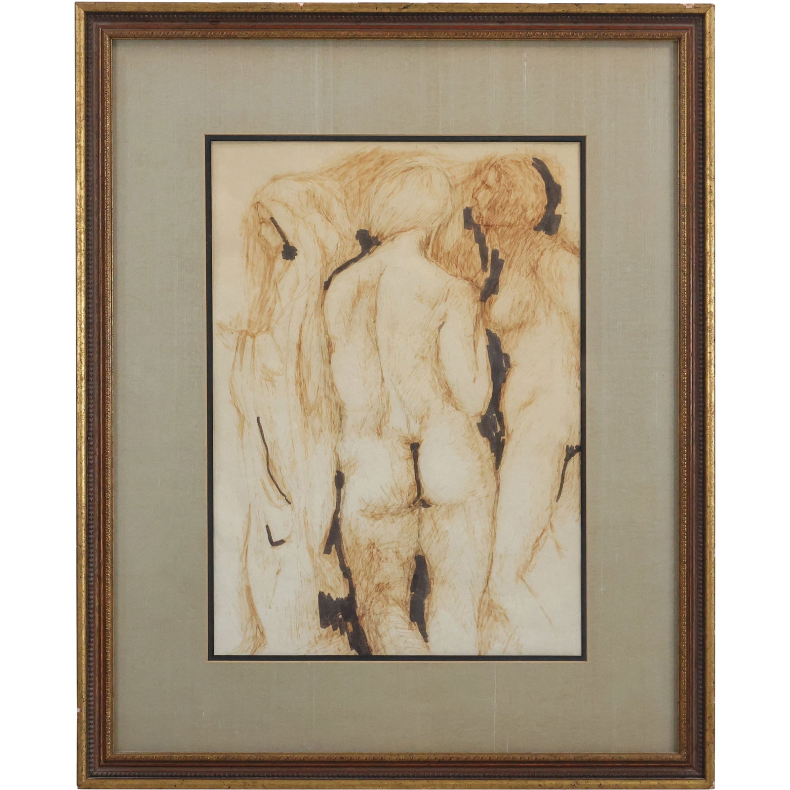 Mixed Media on Paper, Three Nudes, Framed (1 of 11)