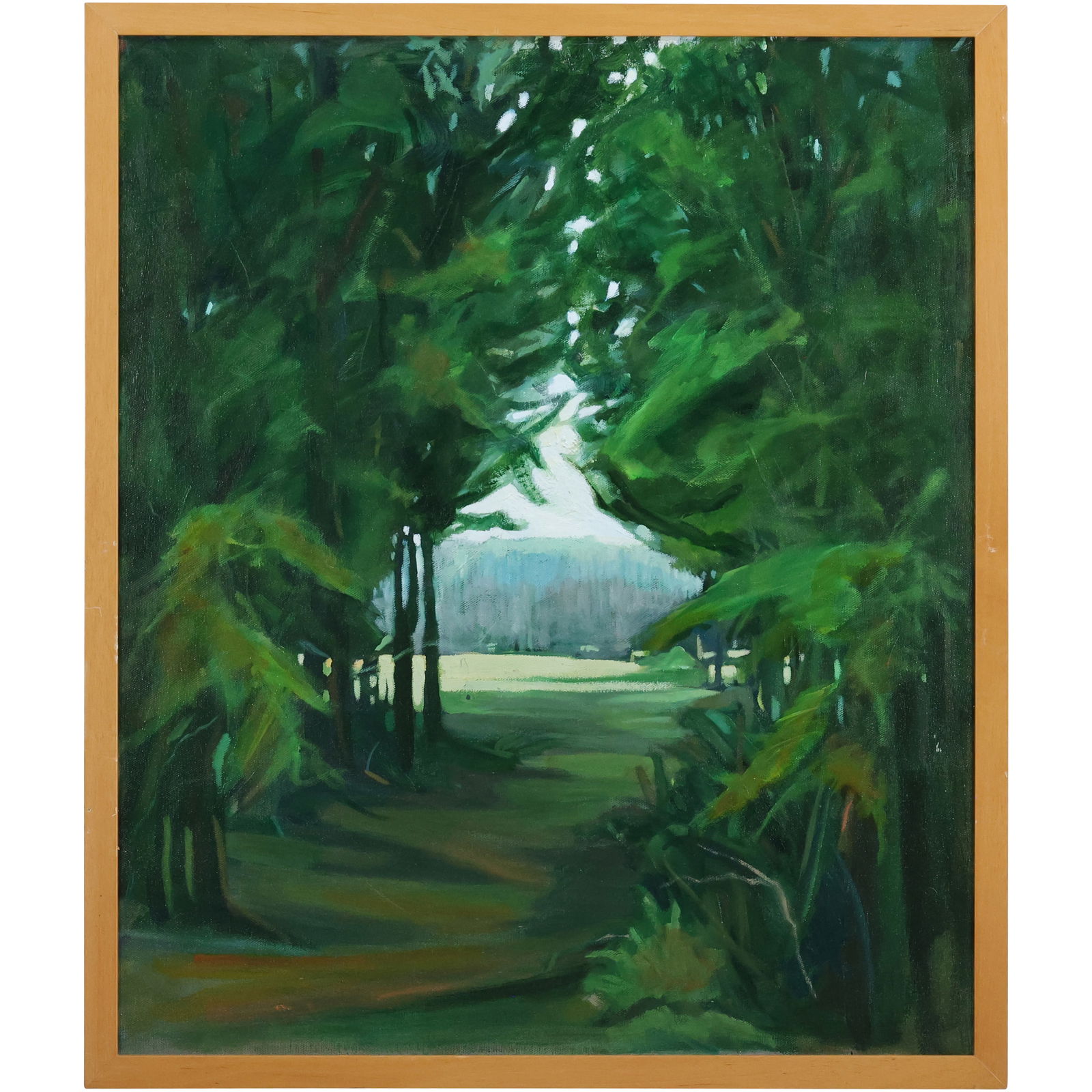 Fine 20th C. Oil on Canvas Painting Dense Forest Landscape with Passage (1 of 13)