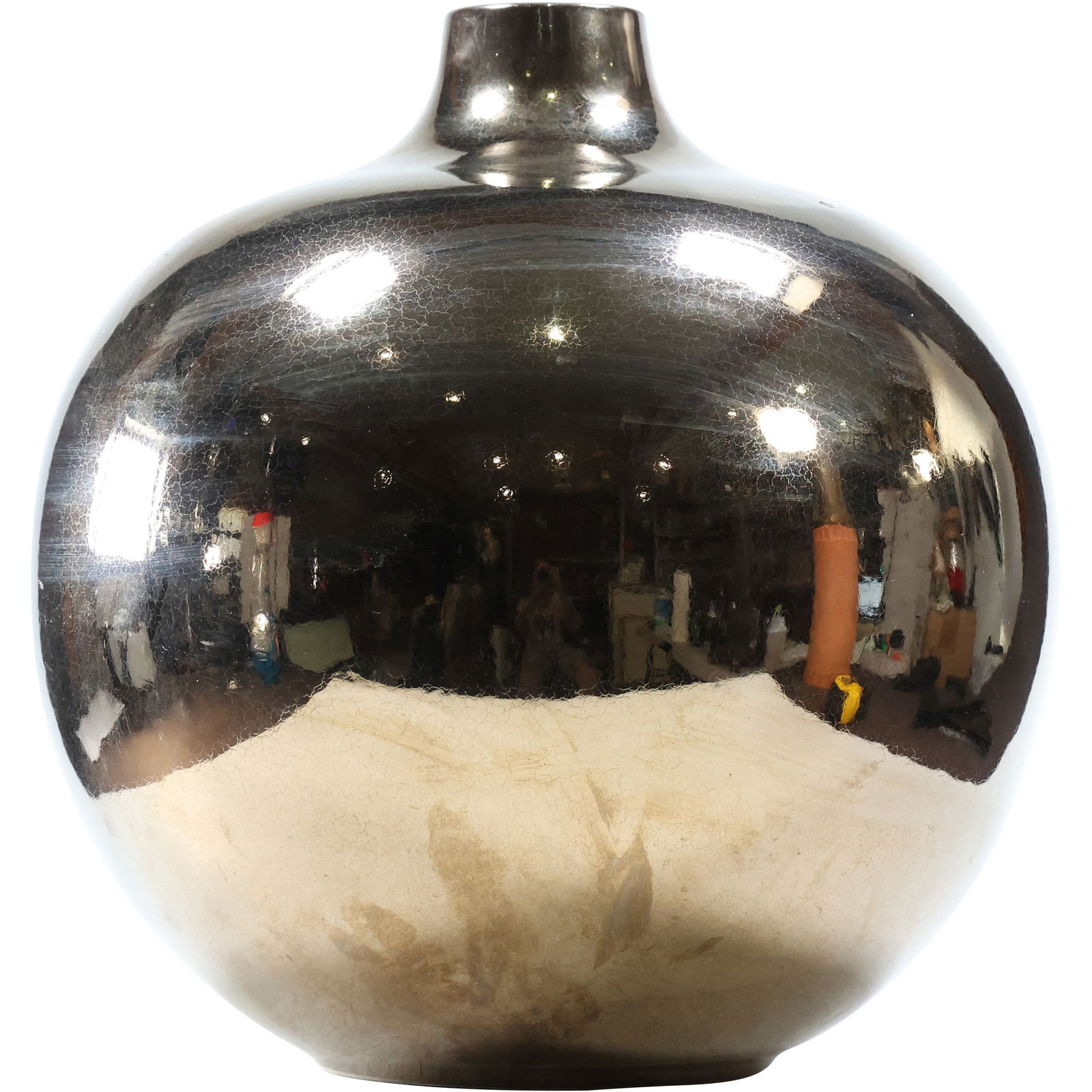 Nordstrom Portugal, Gold Gilt Finish Large Ceramic Vase 15 in. height x 13 in. diameter (1 of 8)