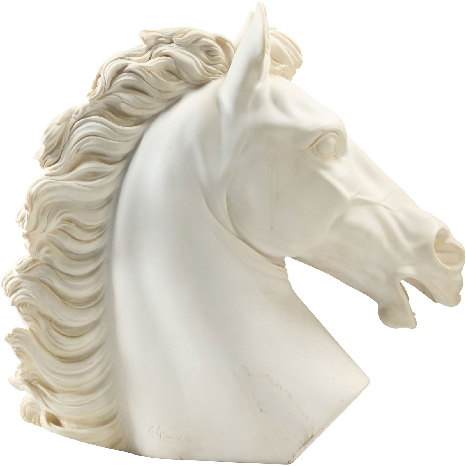 Large Horse Head Sculpture of Marble Dust Composition 15.5 in. height x 16 in. length x 5 in. (1 of 12)