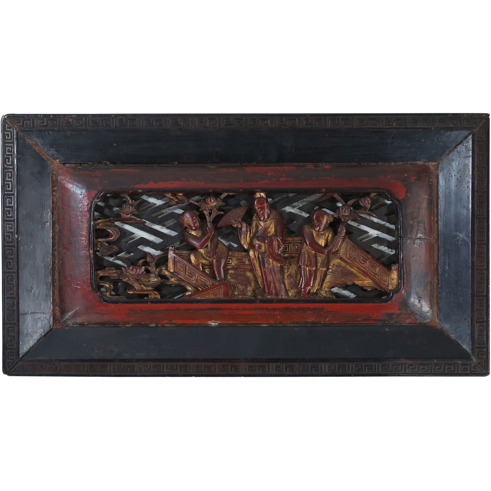Chinese Carved Hanging Wall Panel with Figures 10.5 in. x 19.5 in. (1 of 12)