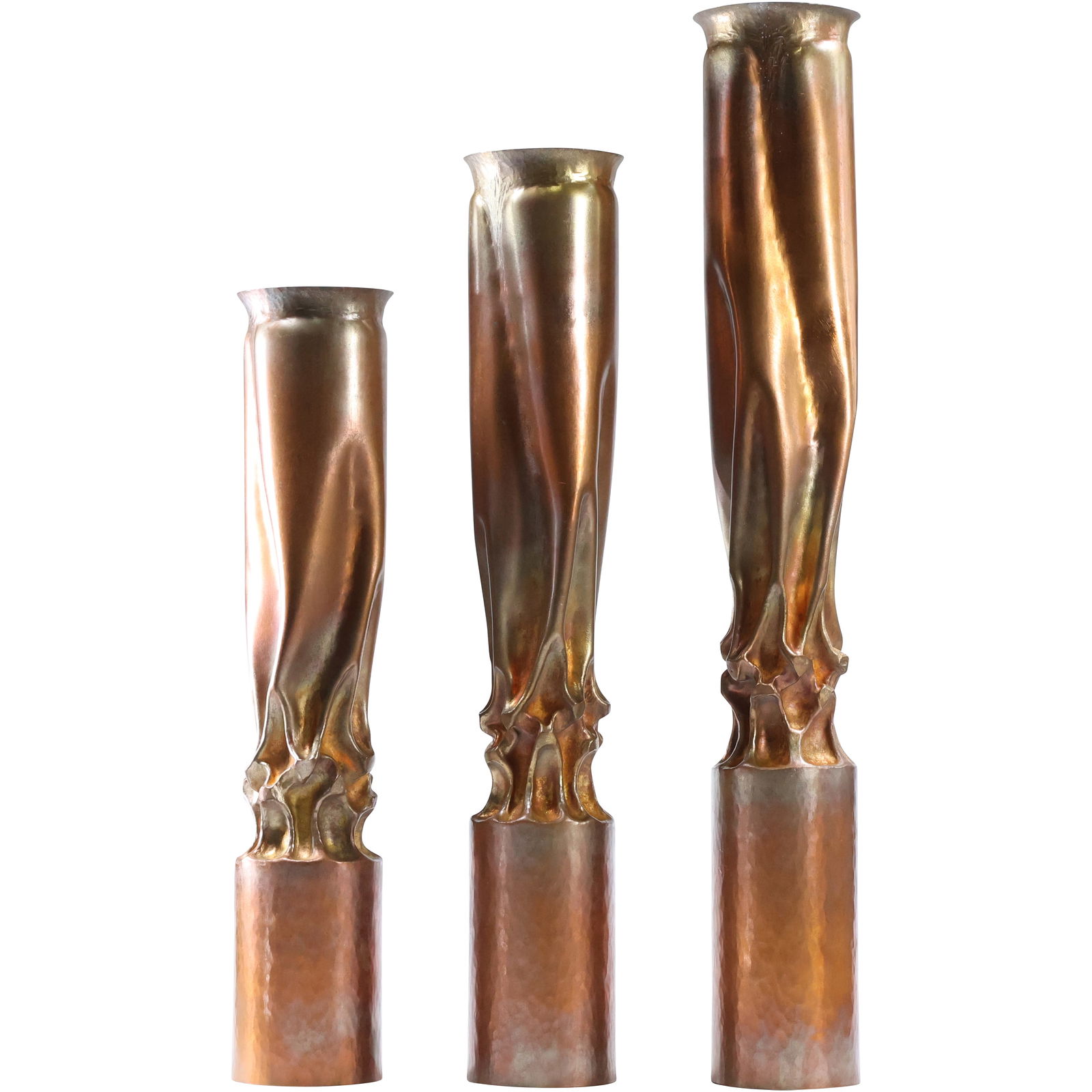 Thomas Roy Markuson Twisted Copper Candlesticks - Set of 3 Vintage Brutalist Mid-Century Modern (1 of 11)