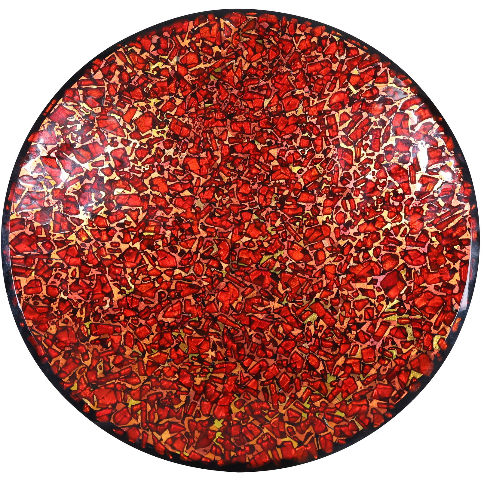 Large 20th C. Abstract Pattern Large Round Glass Serving Platter 17 inches diameter (1 of 9)