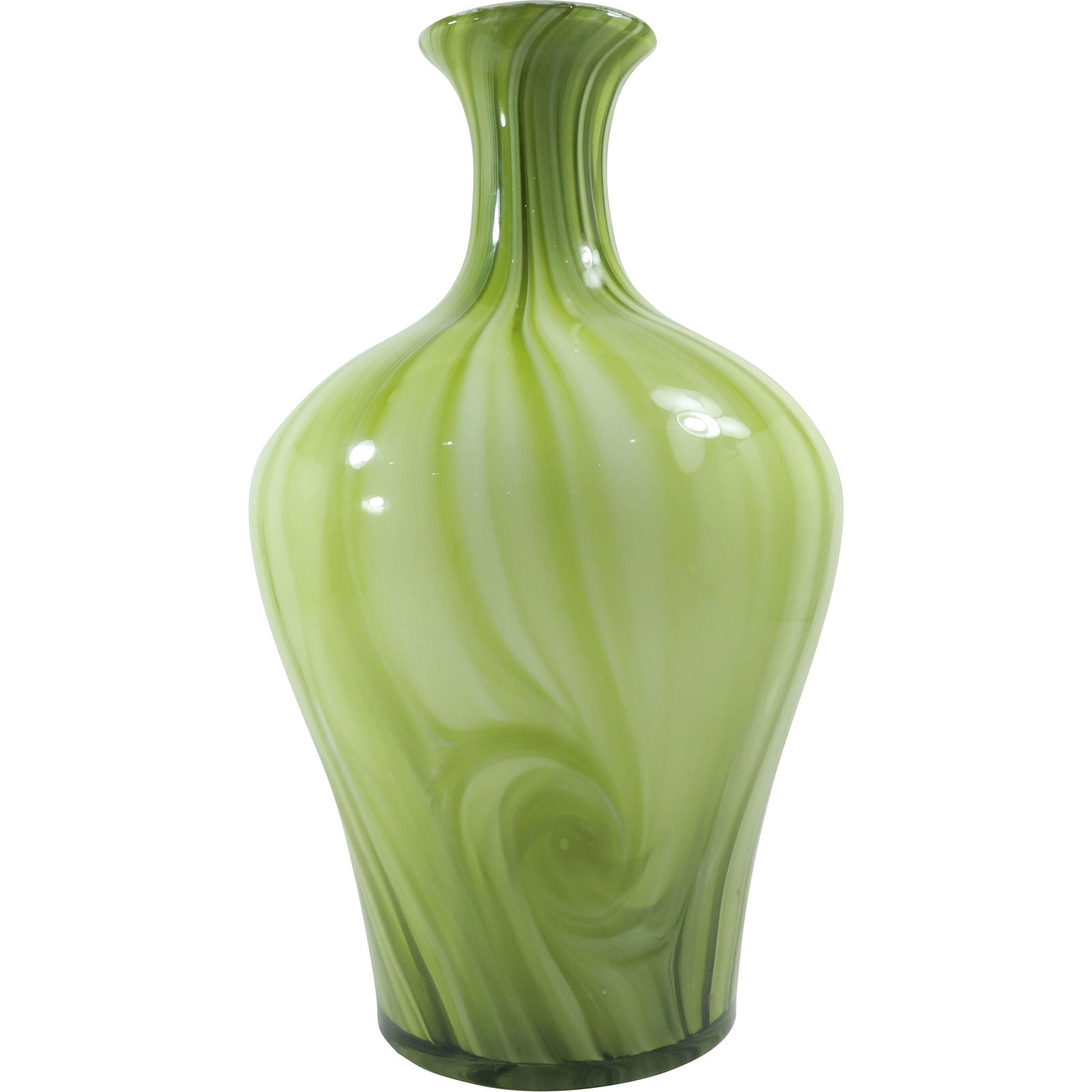 Large Mid-Century Modern Green Art Glass Swirl Vase 15.75 in. height x 8.5 in. wide (1 of 15)