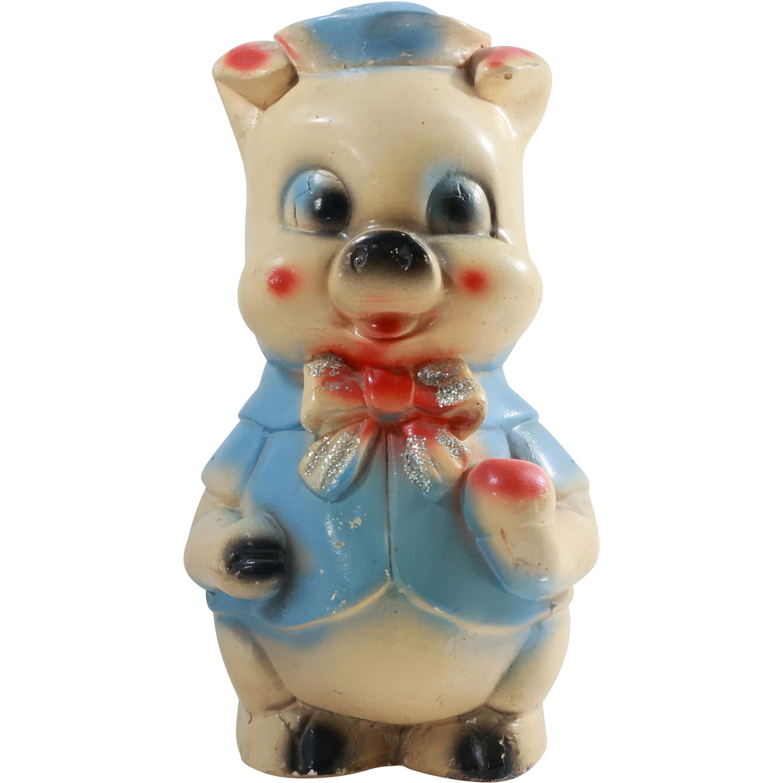 1950s Carnival Chalkware Figural  "Pig Bank" in Original Patina Finish 11.5 in. height x 6 in. (1 of 18)