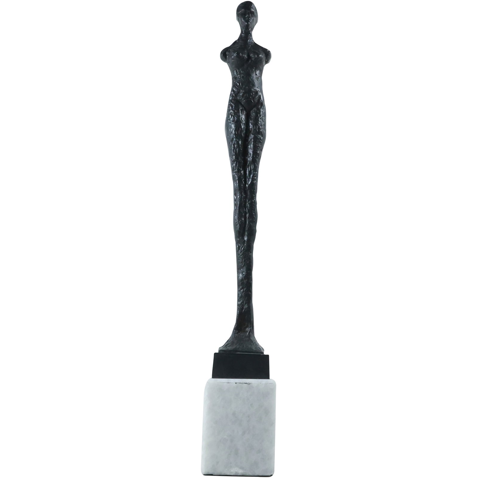 Alberto Giacometti Style Bronze Figure Tall Standing Woman on marble Base 20.5 in. height (1 of 16)