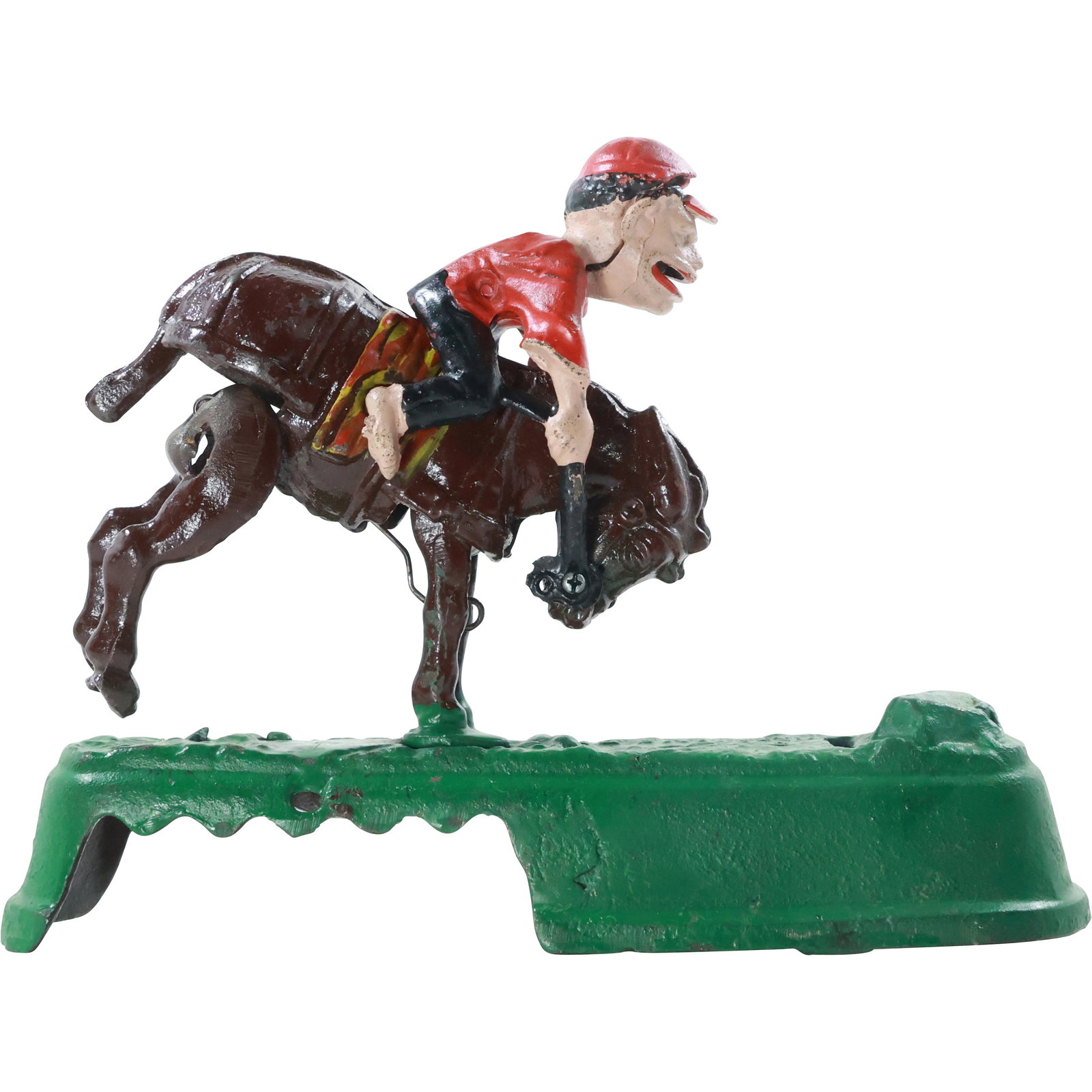 Novelty Cast Iron Mechanical Bank "I Always Did Spise A Mule" in Original Paint Finish: Novelty Cast Iron Mechanical Bank "I Always Did Spise A Mule" in Original Paint Finish. size: 6.5x9.75 shelf: D