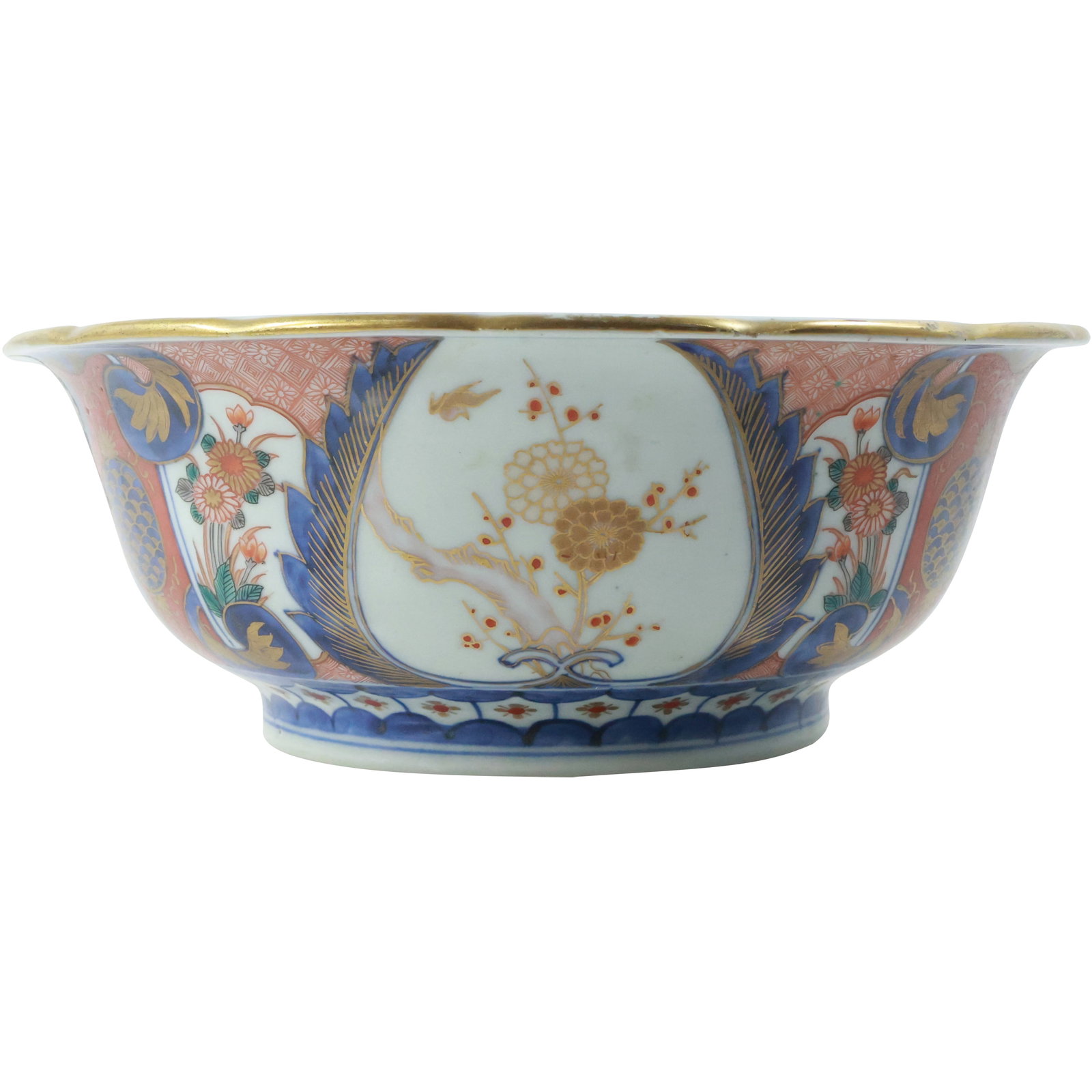 Vintage Imari Fine Porcelain Decorated Bowl Signed in 4 Blue Chop Marks,10 in. diameter: Vintage Imari Fine Porcelain Decorated Bowl Signed in 4 Blue Chop Marks,10 in. diameter. size: 3.75x10 shelf: D