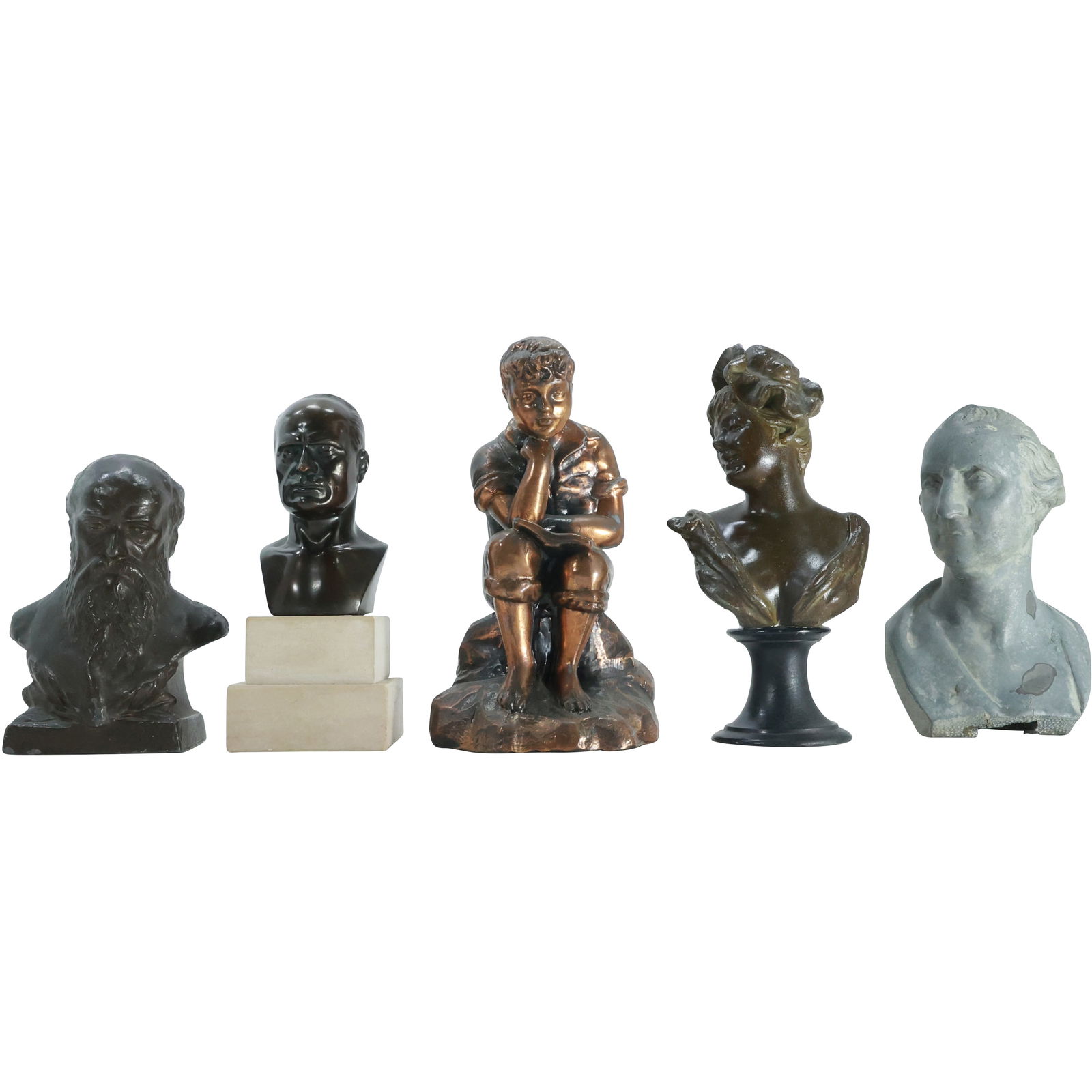 5 Assorted Cast Metal Historical Figure Busts Cabinet Statutes - Variety (1 of 20)