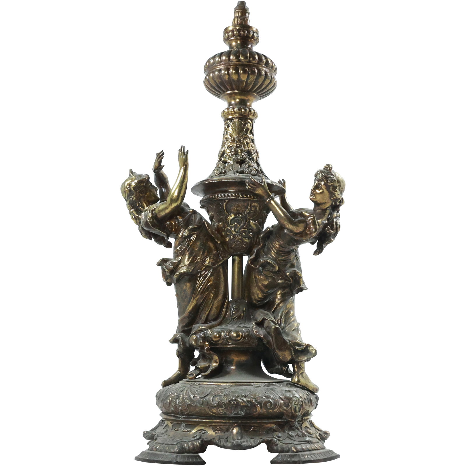 Large Statue Garniture Sculpture Two Figural Maidens on Outside 19.5 in. height x 10 in. wide: Large Statue Garniture Sculpture Two Figural Maidens on Outside 19.5 in. height x 10 in. wide. size: 19.5x10 shelf: E