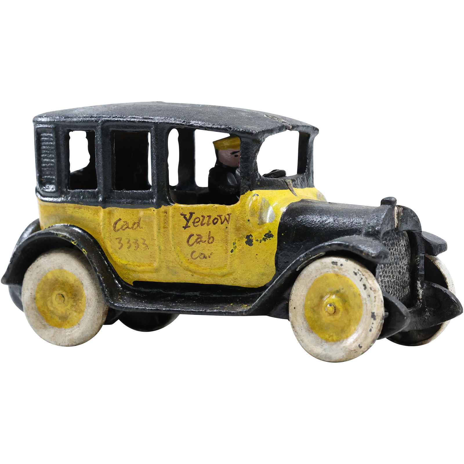 Novelty Cast Iron Automobile "Yellow Cab" in Original Paint Finish, 9 in. length (1 of 7)