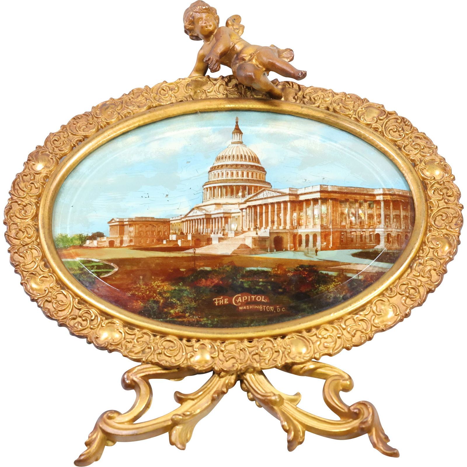 Fancy Cast Metal Hanging Frame Cupid Crest 24Kt Gold Plated, The Capitol, Washington DC (1 of 9)