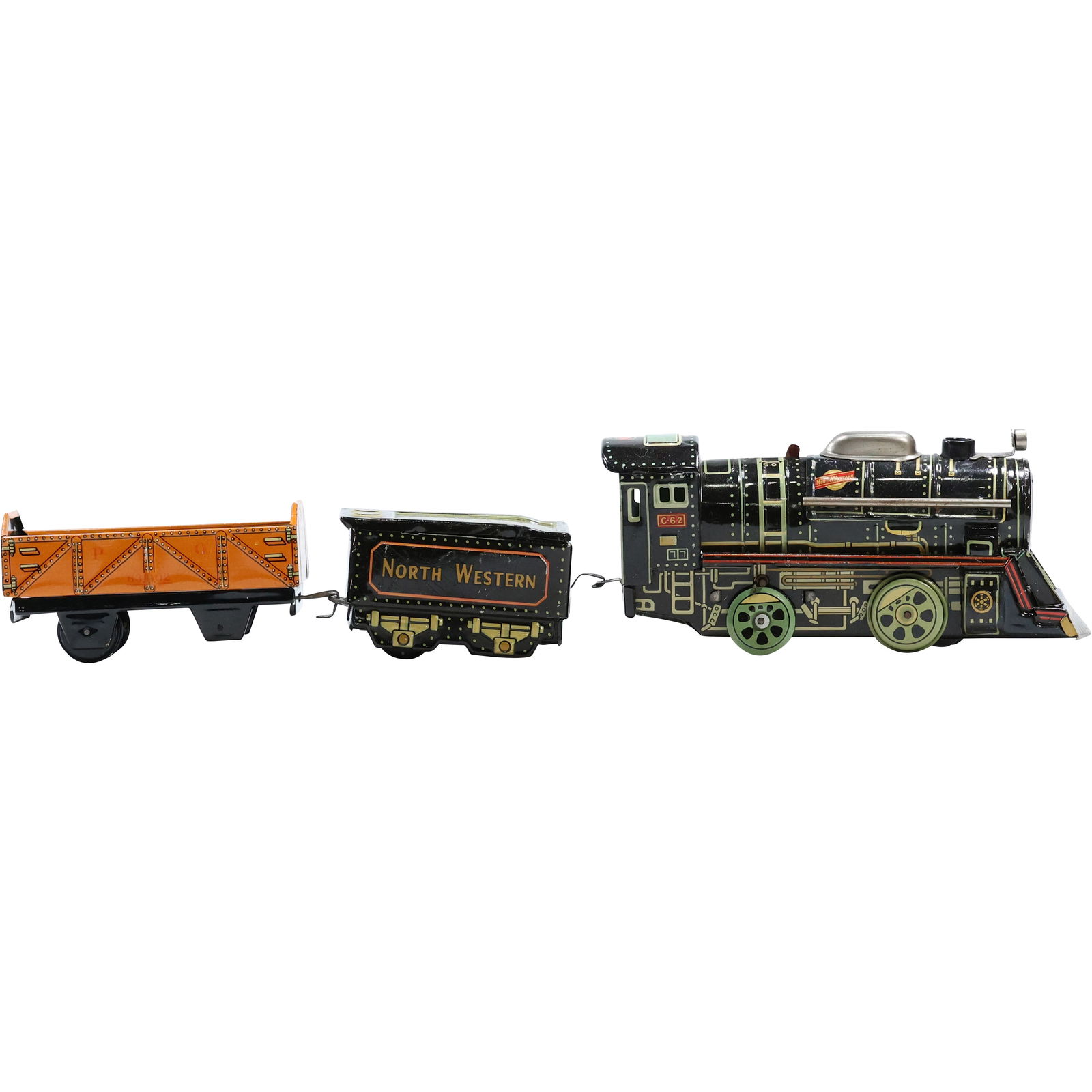 Vintage Lithography Tin Locomotive 3 Piece Train Set (1 of 11)