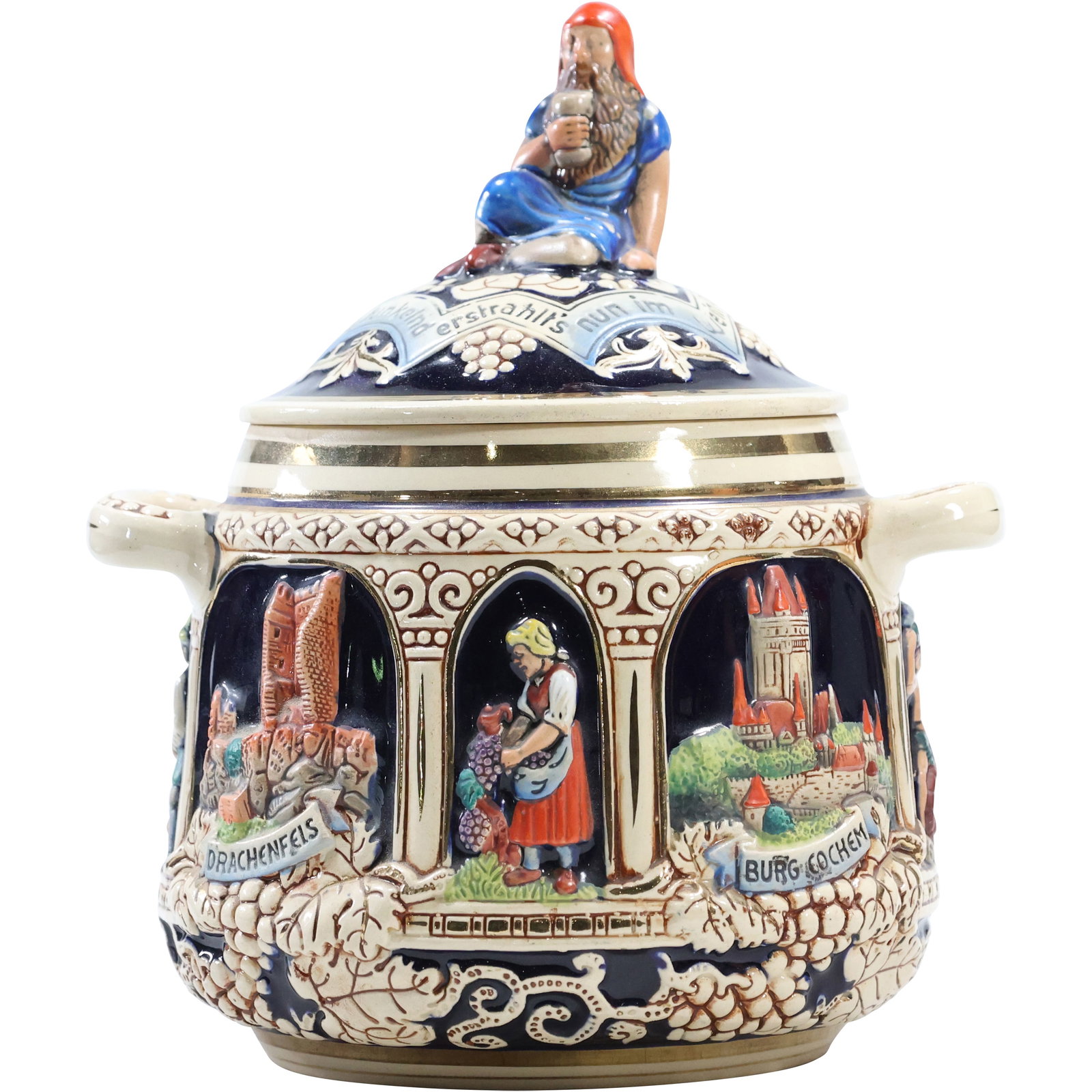 Vintage Marzi & Remi German Lidded Sauce Soup Crock Stoneware Castle Tureen 2L: Vintage Marzi & Remi German Lidded Sauce Soup Crock Stoneware Castle Tureen 2L. size: 10.5 in. x 8.5 in. x 7 in. shelf C