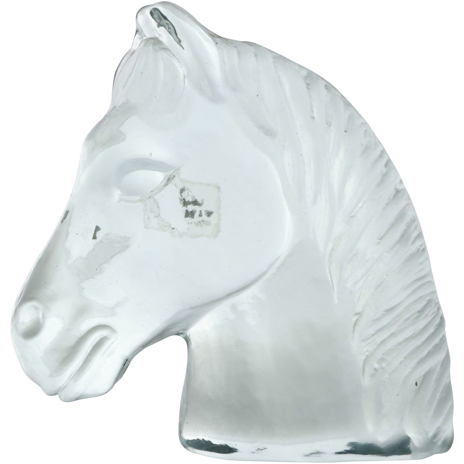 Viking Handcrafted Art Glass Frosted Clear Glass Horse Head Sculpture 5.75 in. height (1 of 14)