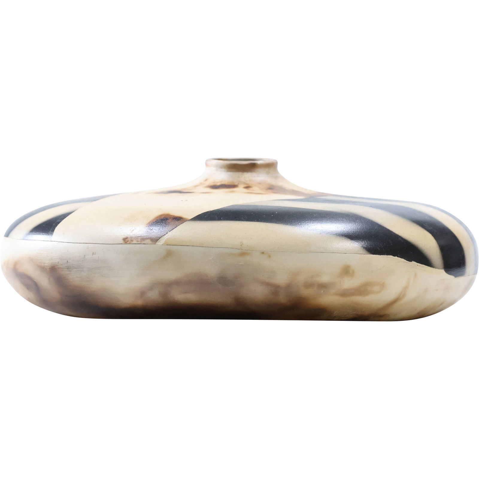 Unique Signed Art Pottery Low Swat Vessel Vase 4.5 in. height x 11 in. diameter (1 of 9)