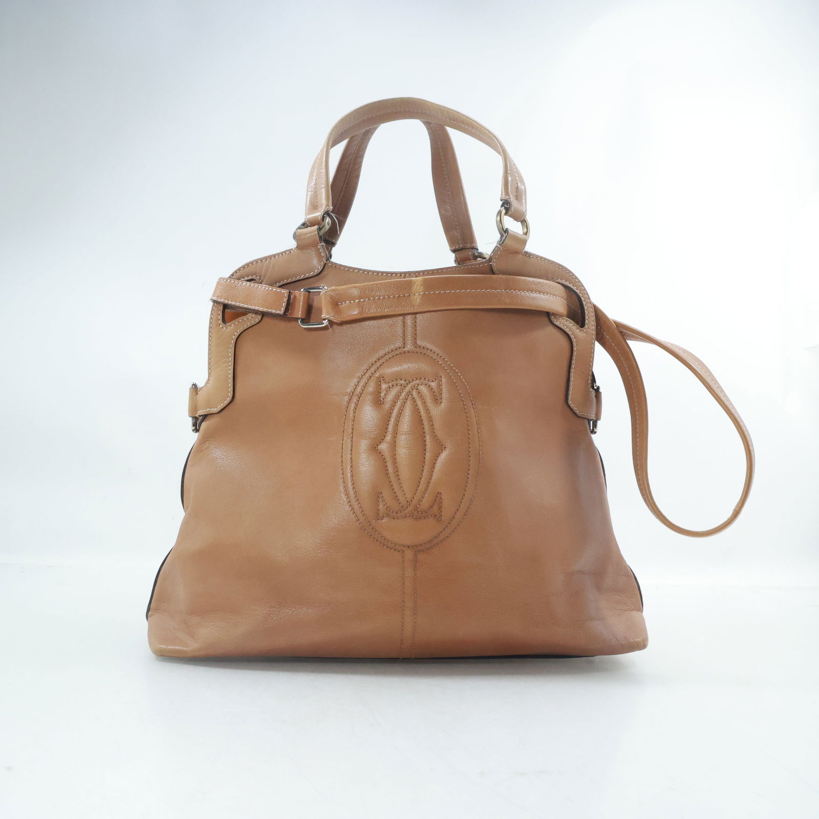 CARTIER Brown Leather Satchel / Shoulder Bag, Made in Italy (1 of 20)