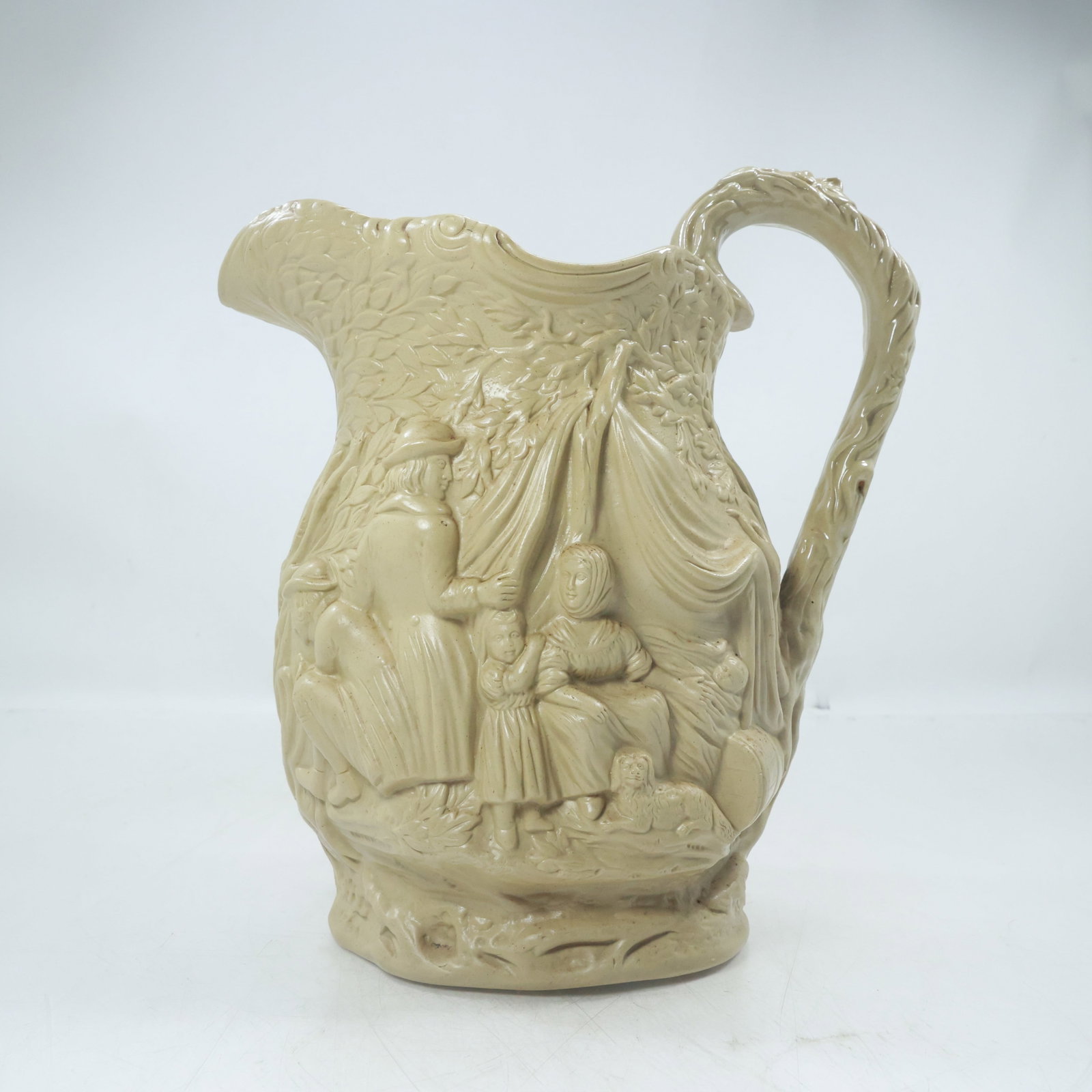 Mid-19th Century English "Gypsy" Pattern Parian Ware Pitcher, Jones & Walley Co. of Cobridge, Stoke- (1 of 20)