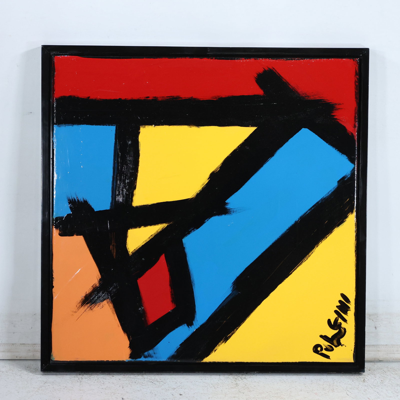 THOMAS PULGINI, American, Oil on Canvas Abstract Black Lines on Color Expressionism: THOMAS PULGINI, American, Oil on Canvas Abstract Black Lines on Color Expressionism size: 25.75 x 25.75, 27.5 x 27.5 outside frame ASKart: Thomas Pulgini, Born 1965 in Wilmington DelawarePopular Phila