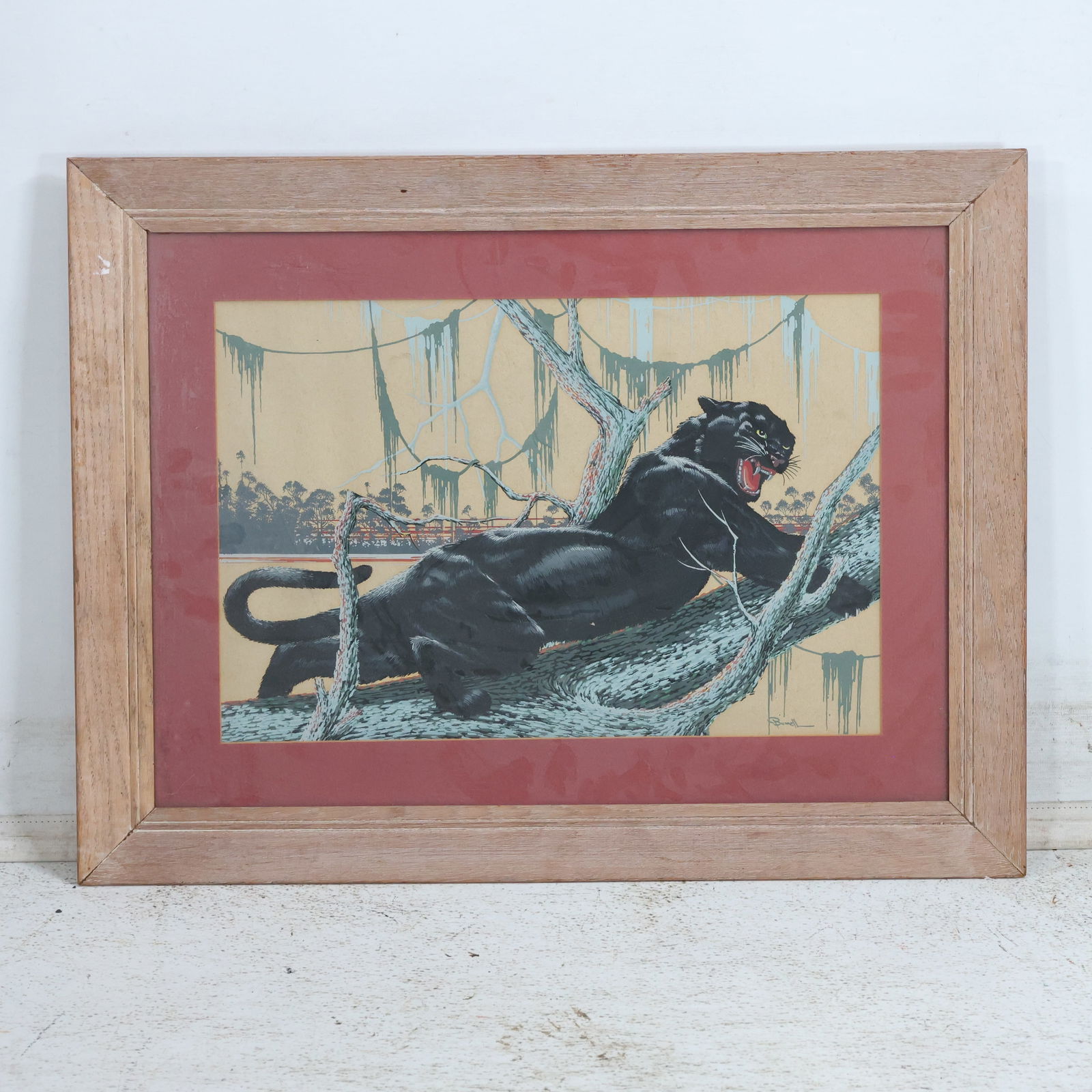 James Bunnell Vintage Black Panther in Natural Setting Silkscreen, Framed (1 of 12)