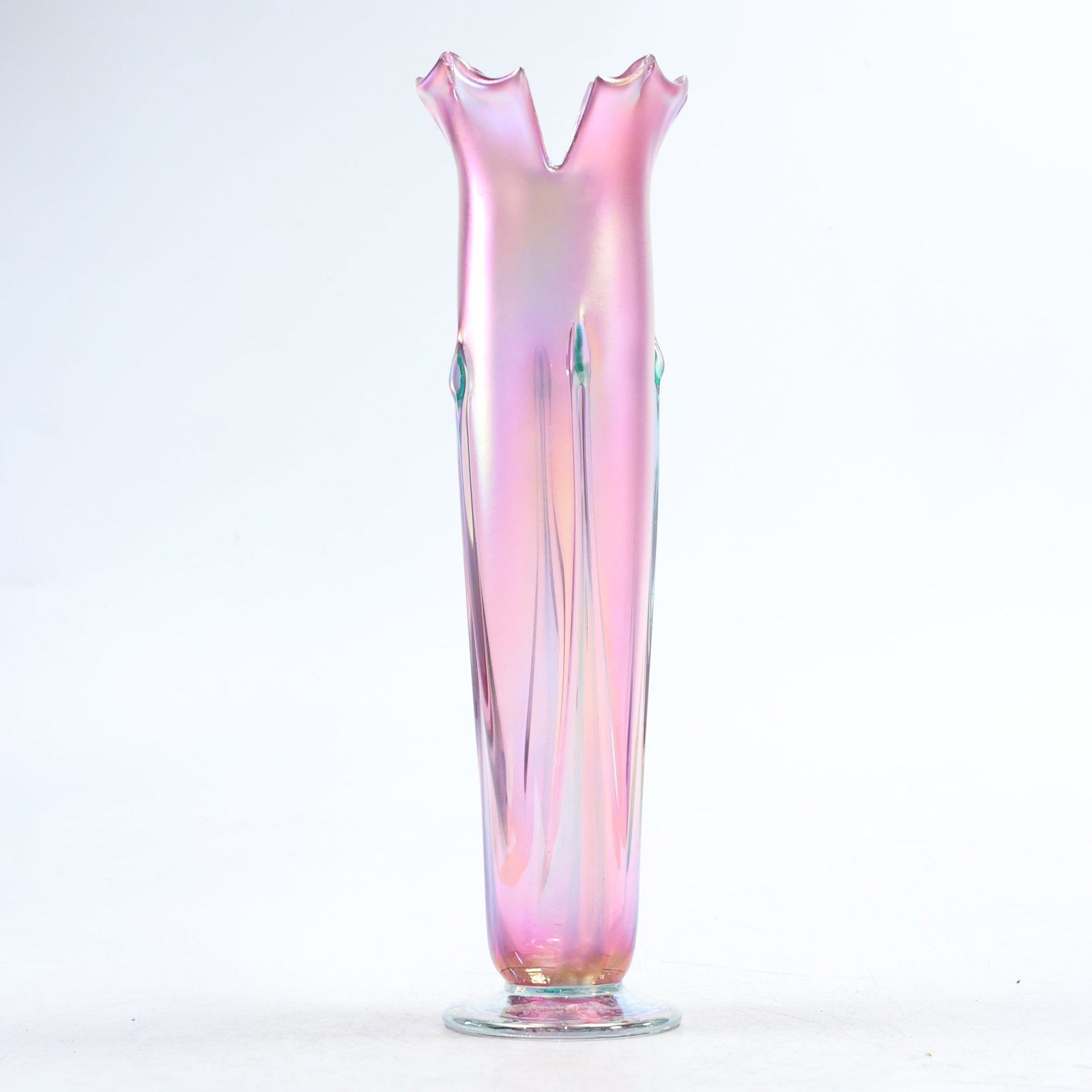 Contemporary Studio Art Glass by Ron Mynatt Signed Iridescent Vase 13.5 in. height (1 of 8)