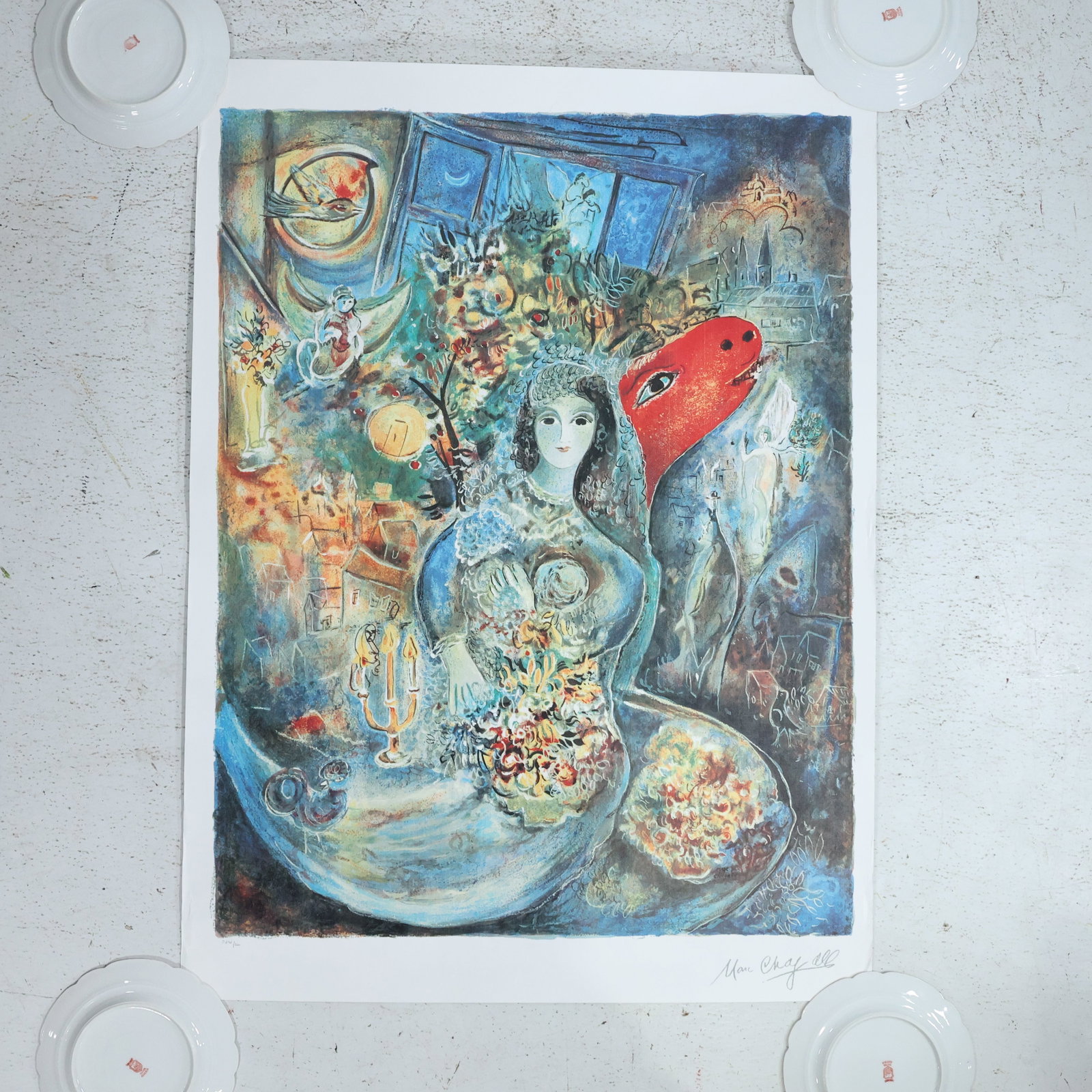 Marc Chagall Color Lithograph "Bella's Wedding" Signed and Numbered 272/500. (1 of 16)