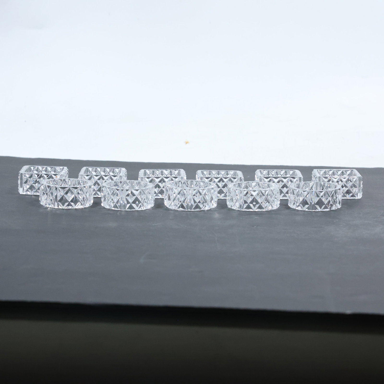 Set of 11 Crystal Cut Square and Circle Napkin Holders (1 of 8)