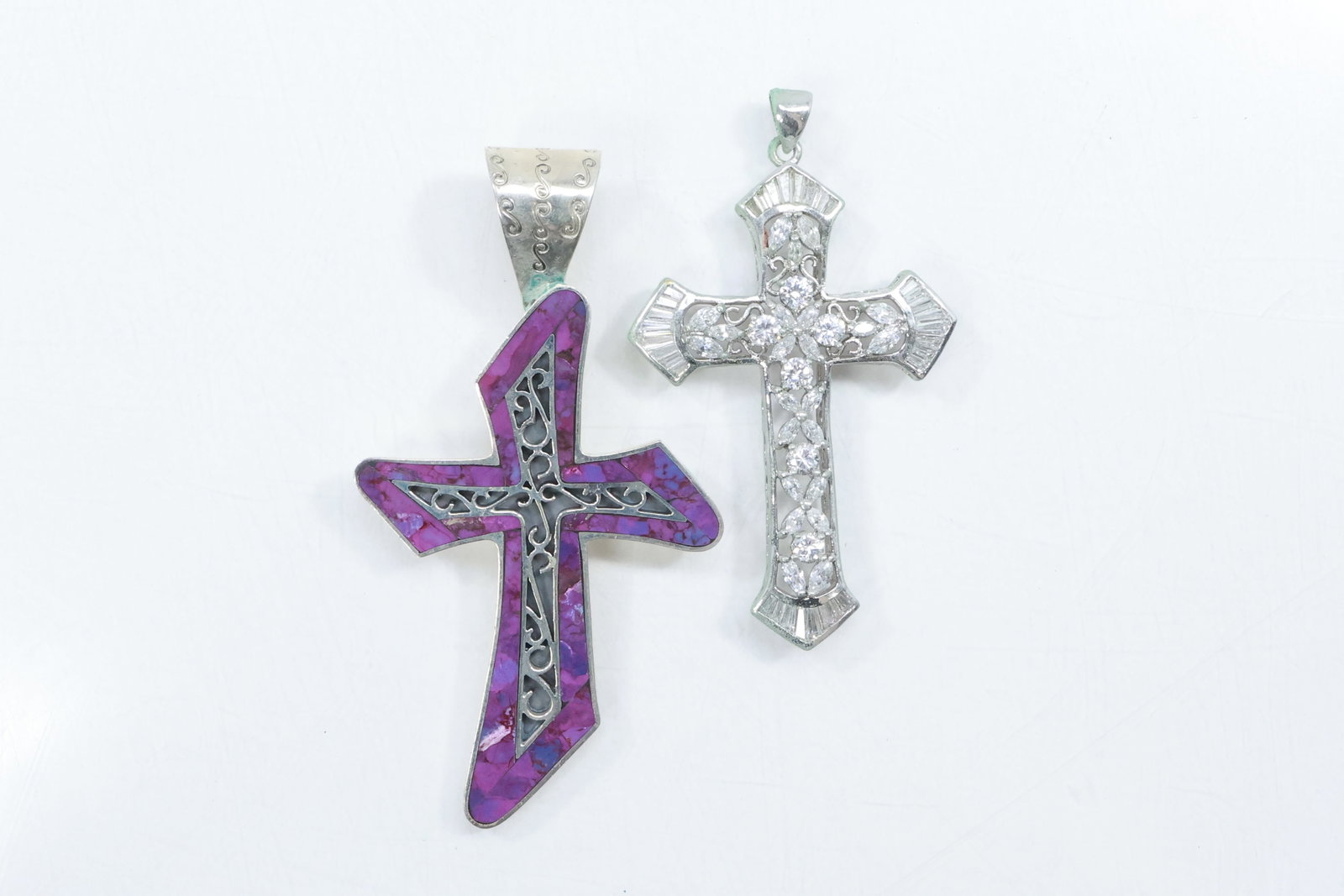 [2] DTR Desert Rose Jay King .925 Sterling Silver Purple Turquoise Inlaid Cross & TJT .925 (1 of 19)
