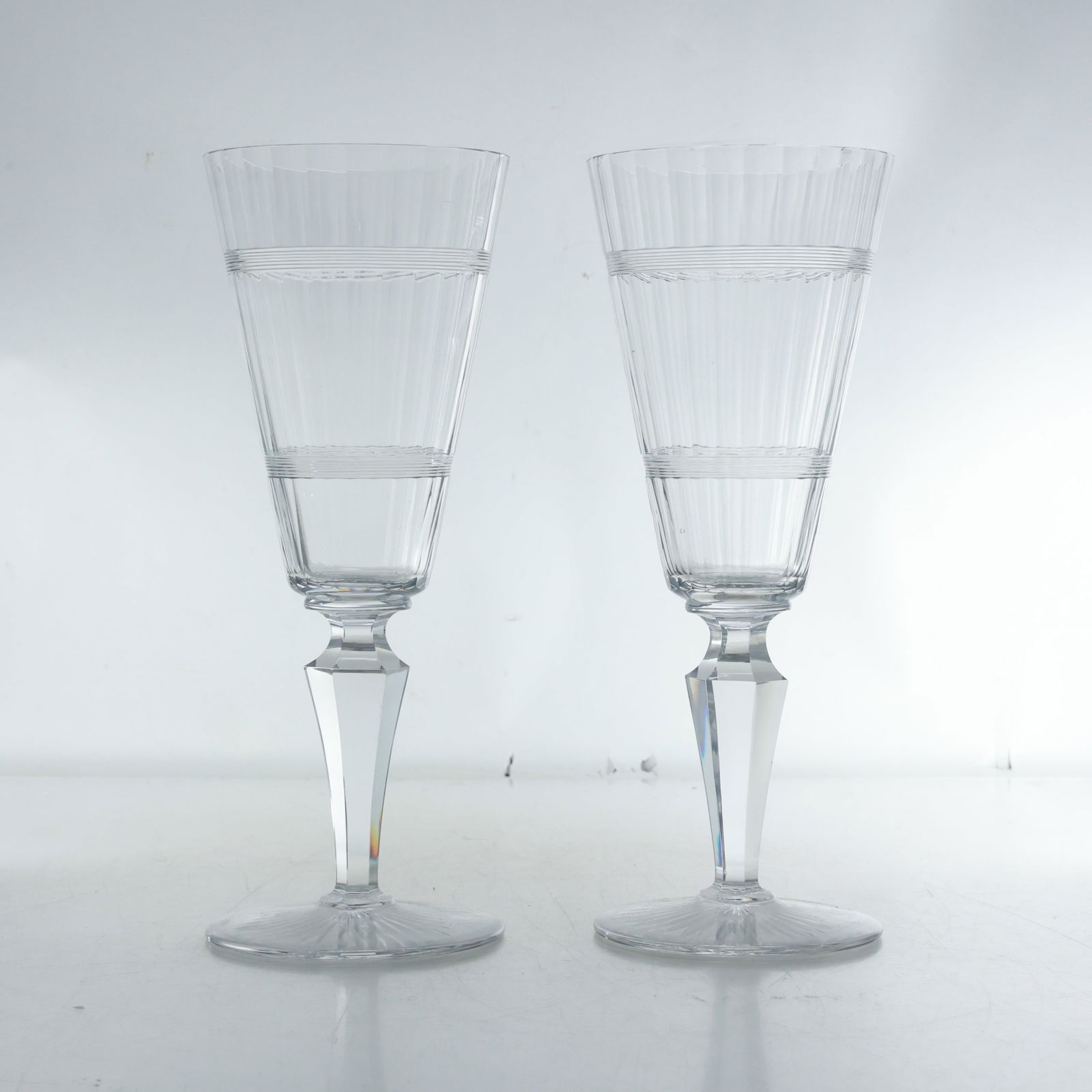 Stylish Pair of Victorian Cut Glass Large Champagne Flutes 11.25 in. h., Baccarat Quality (1 of 15)