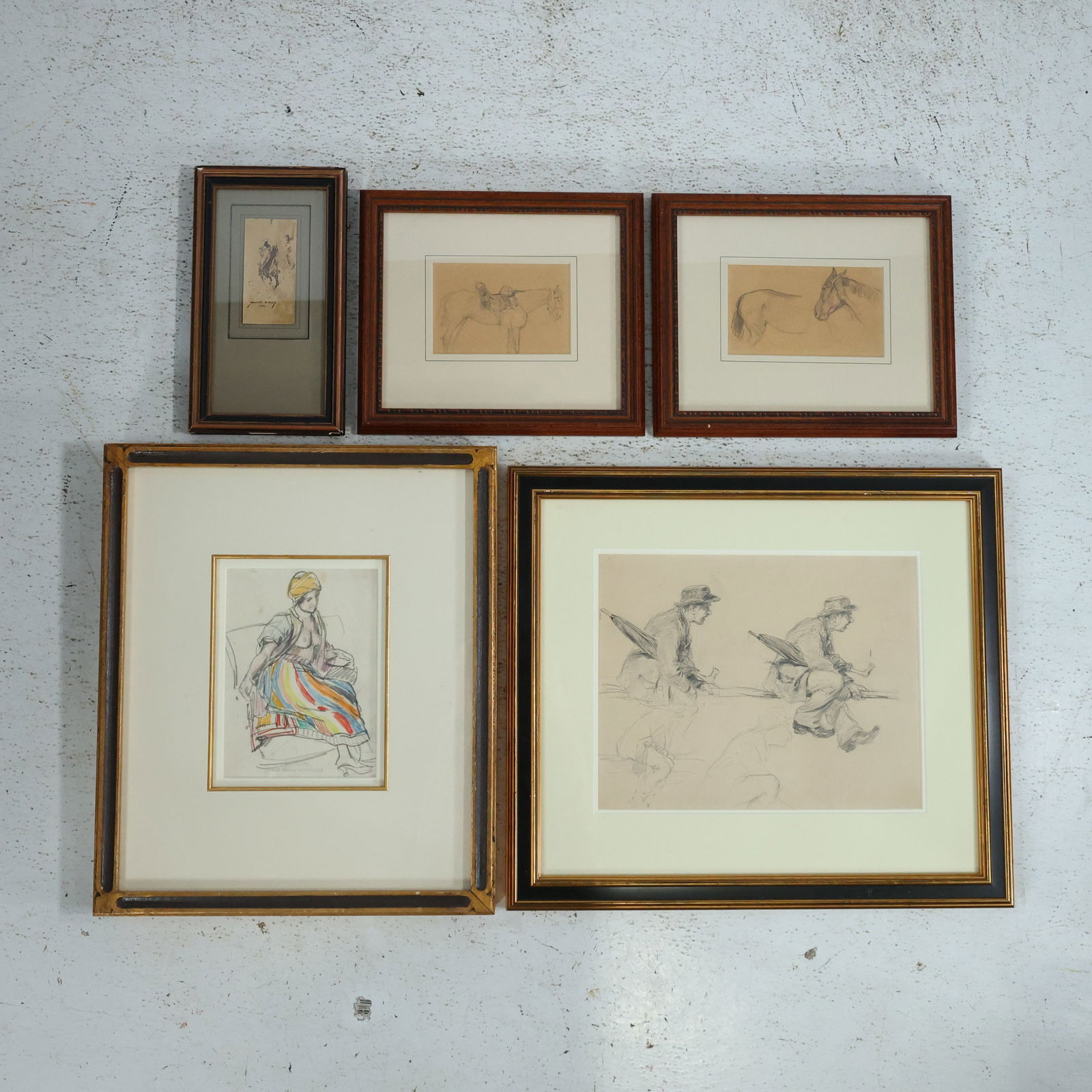 5 Assorted Framed Artwork Including Franz Windhager, Seated Woman. (1 of 14)