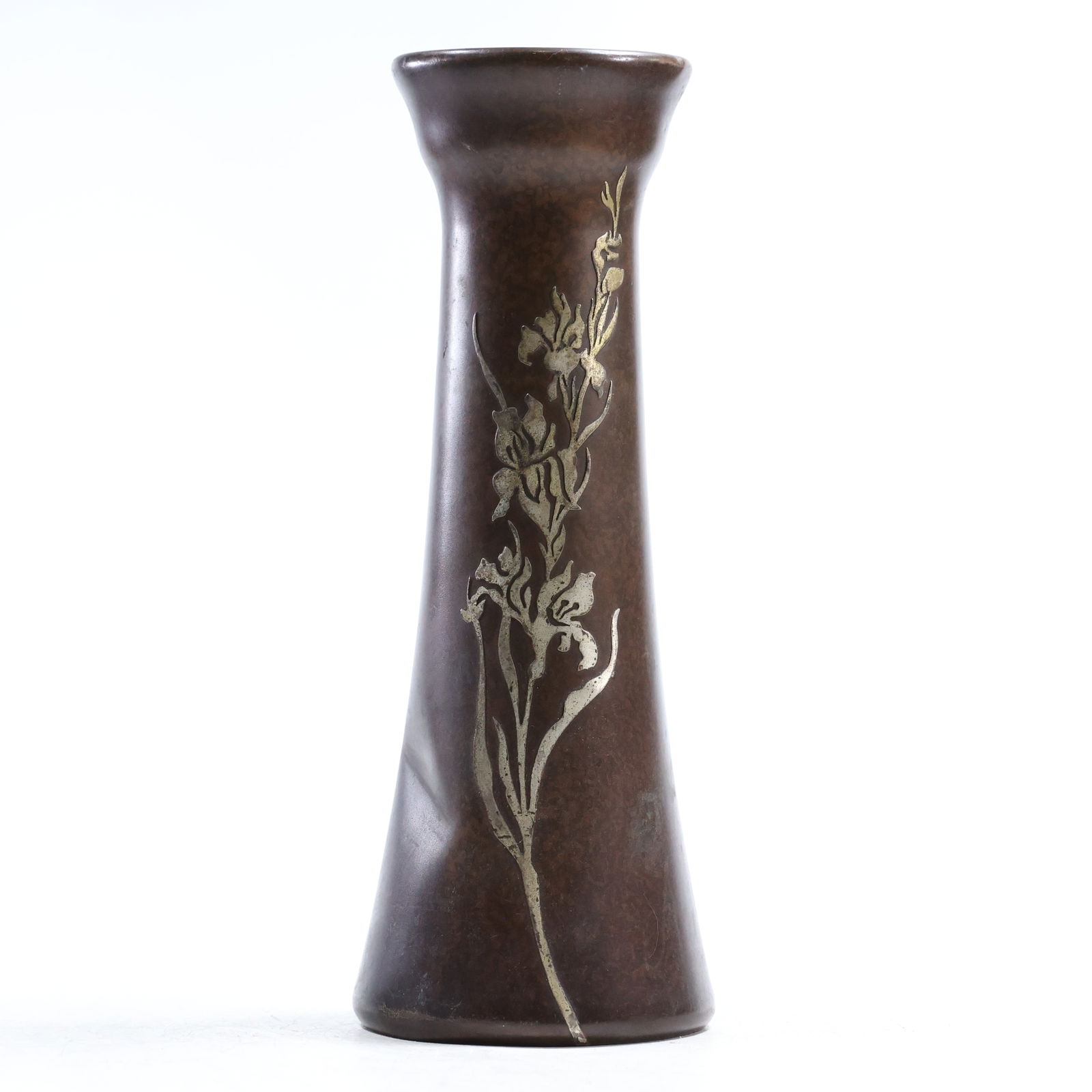 Heintz Art Metal Bronze Vase with Sterling Silver Pine Branch Overlay 11 in. height (1 of 14)