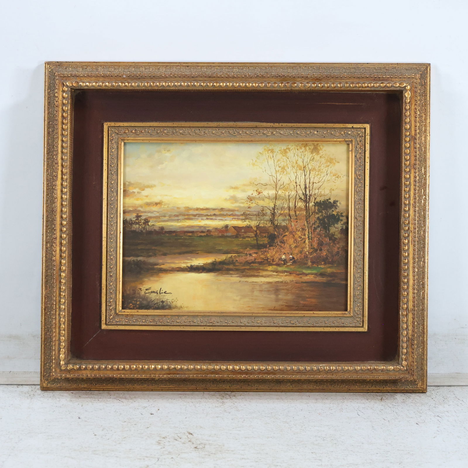 Signed Emile, Fine 20th C. Oil on Canvas Painting Impressionism Landscape with Figure, COA (1 of 13)