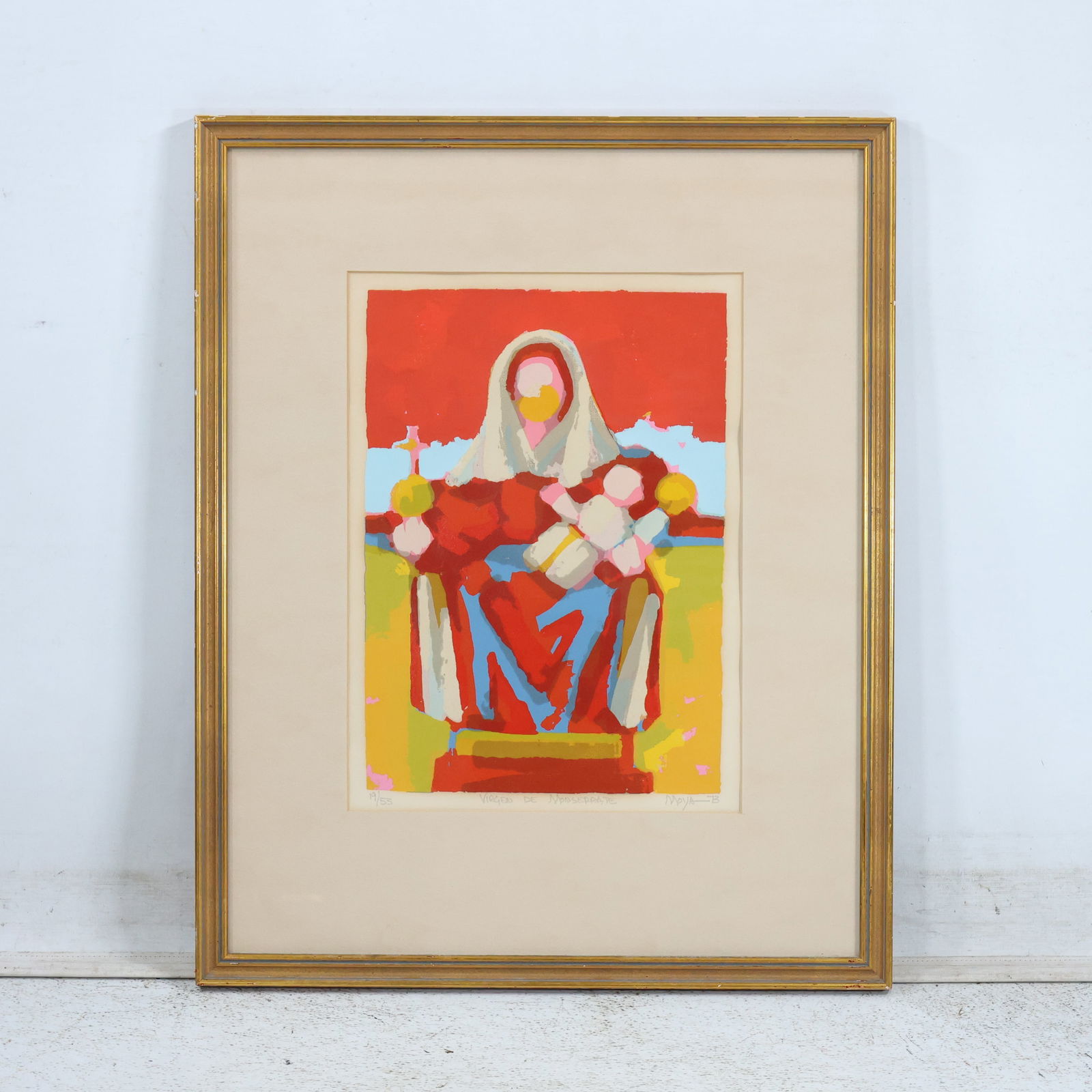 Roberto Moya (American, 1932-2008) signed serigraph circa 1973, Virgeo Monserrate (1 of 13)