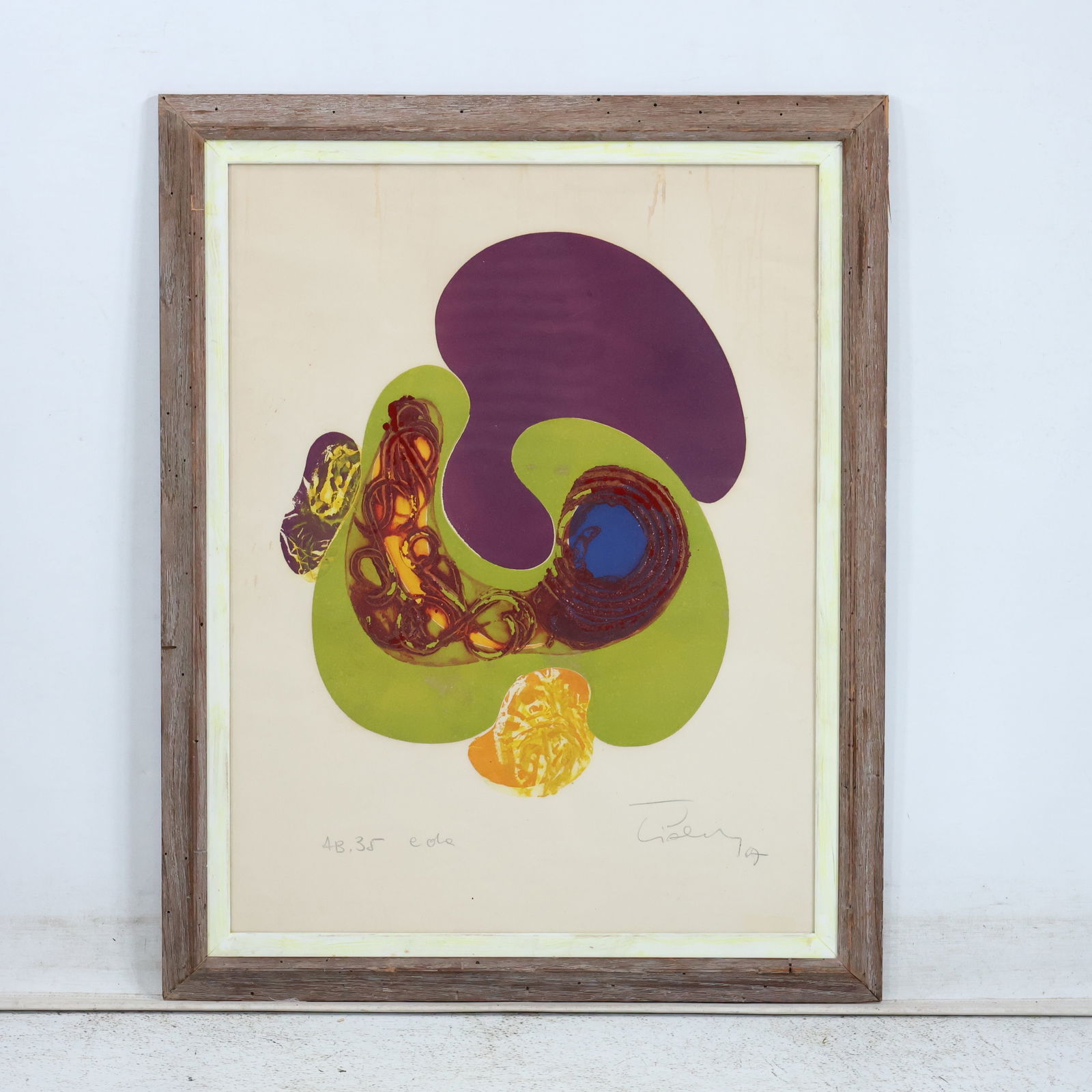 Artist Signed Abstract Composition Lithograph, Framed (1 of 12)