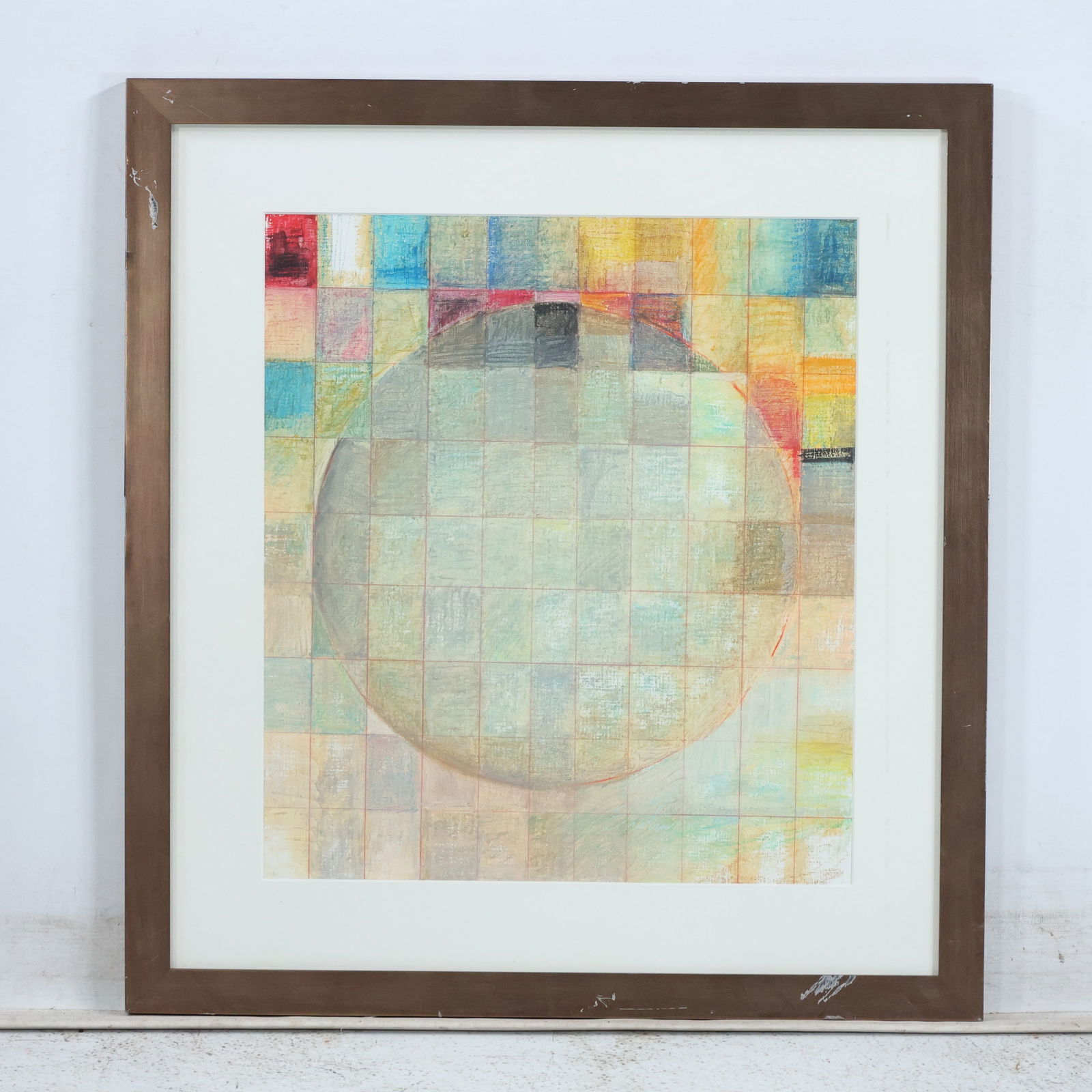 Modernism Mixed Media Circles and Squares Abstract Framed (1 of 10)