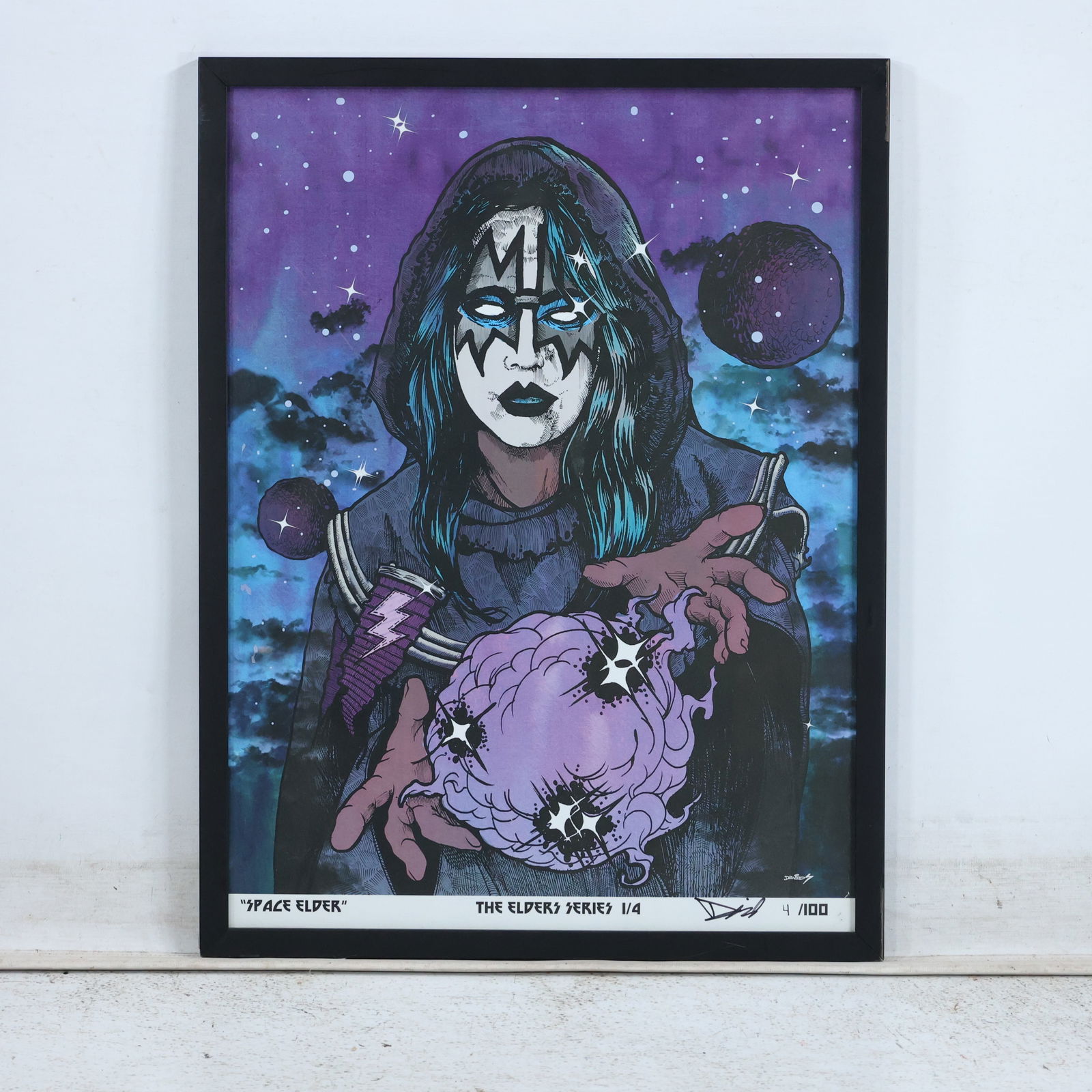 KISS "Space Elder" The Elder Series 1/4, David Autographed, Framed: KISS "Space Elder" The Elder Series 1/4, David Autographed, Framed. size: 24 x 18, 25.25 x 19.25 outside frame