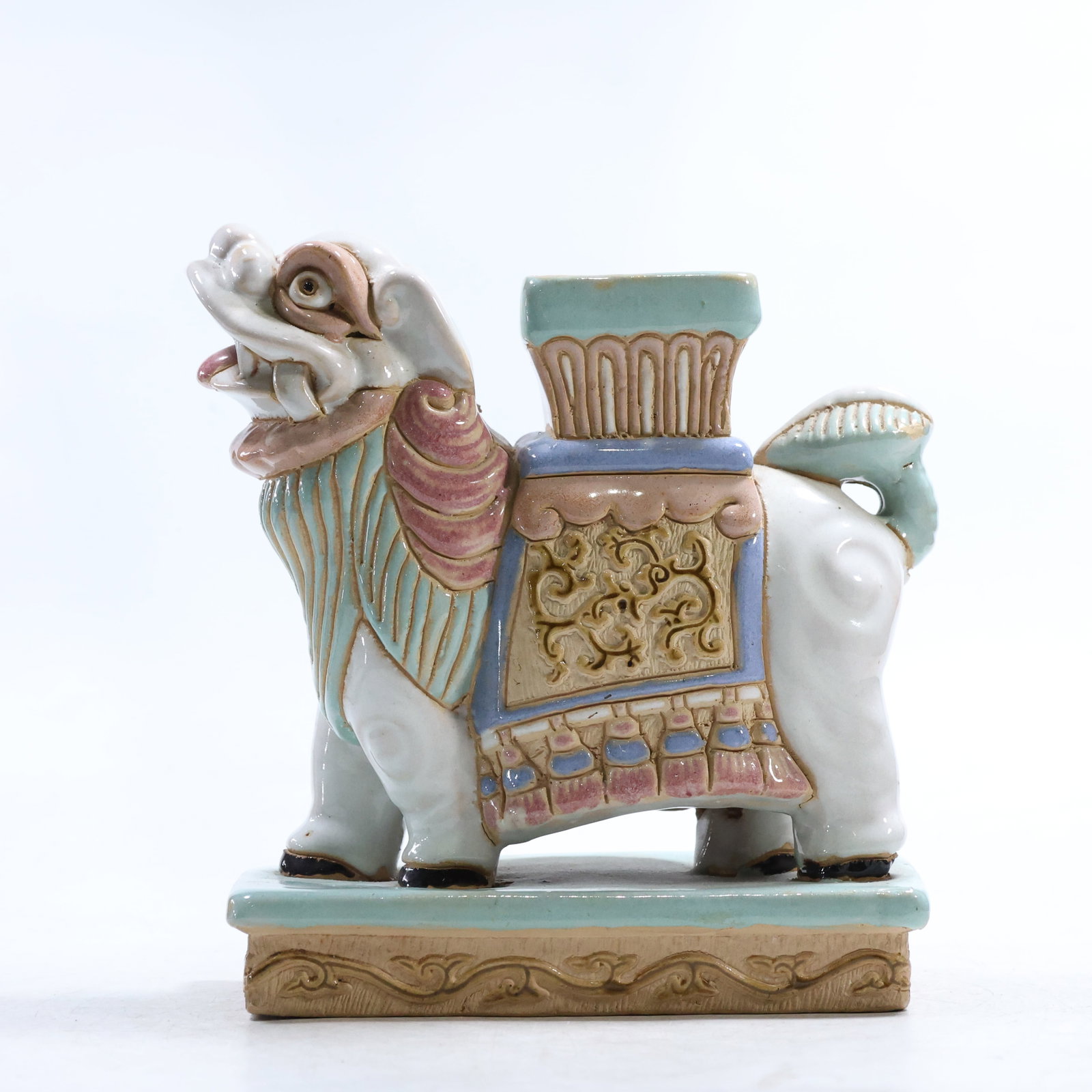 Chinese Glazed Pottery Buddhist Dog Roof Tile Figure 9 in. x 8 in. (1 of 10)