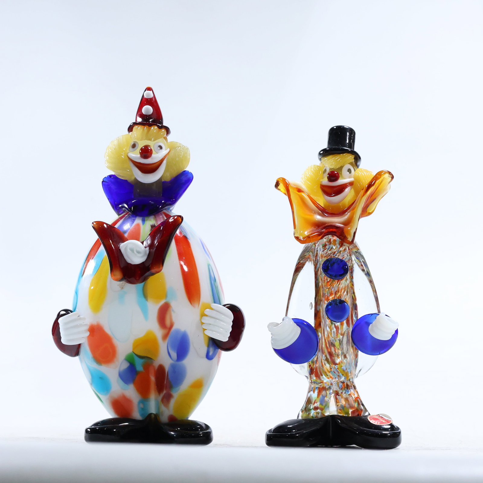 2 Colorful Murano Art Glass Clown Figure Sculptures 8 in. and 9 in. heights (1 of 13)