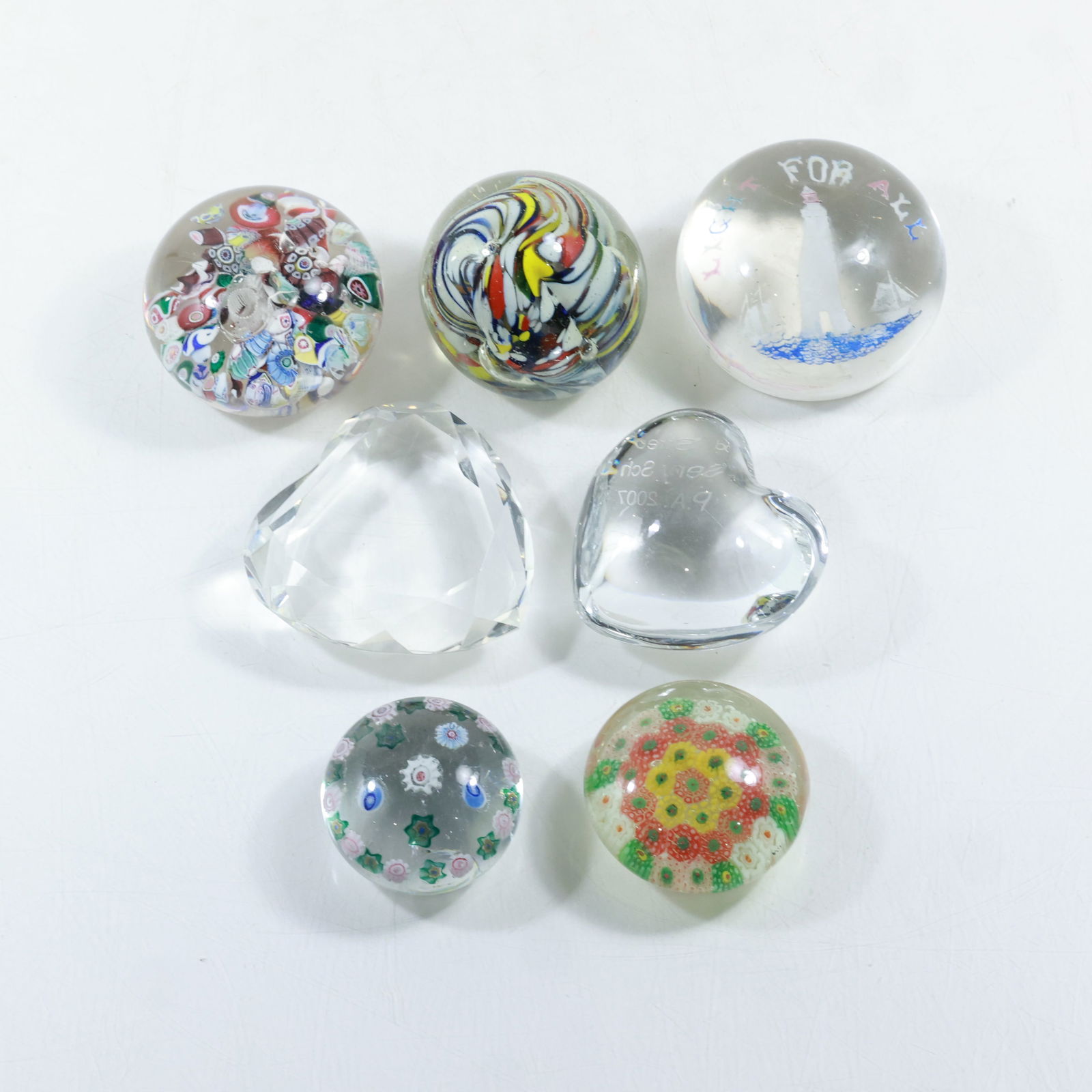 Estate Collection of 7 Assorted Art Glass and Crystal Glass Paperweights (1 of 19)