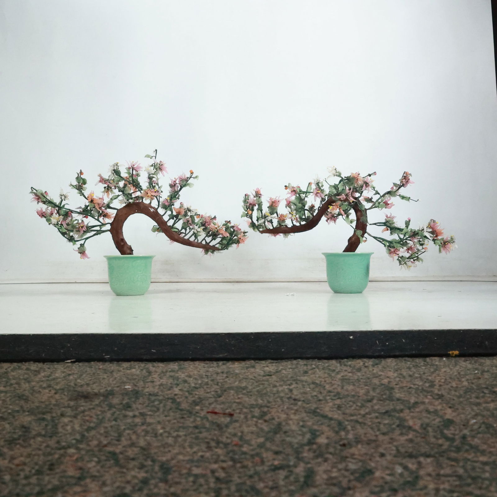 2 Jade Multi Color Asian Bonsai Trees in Green Celadon Pots 14 in. x 22 in. (1 of 20)