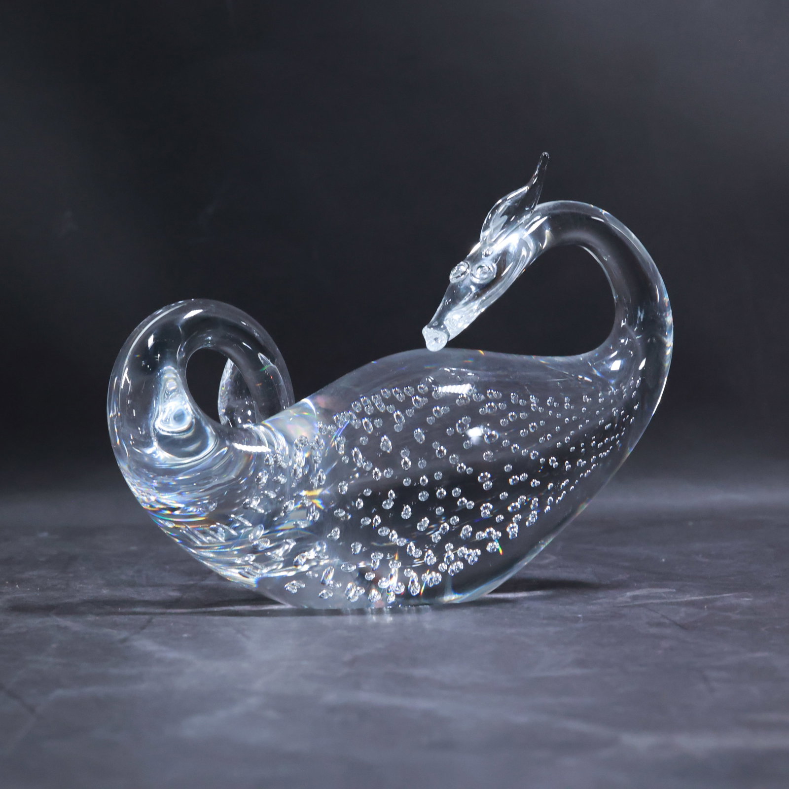 Steuben Crystal Glass Dragon Figurine Internal Bubbles, 5.5 in. height x 7.5 in. length (1 of 14)