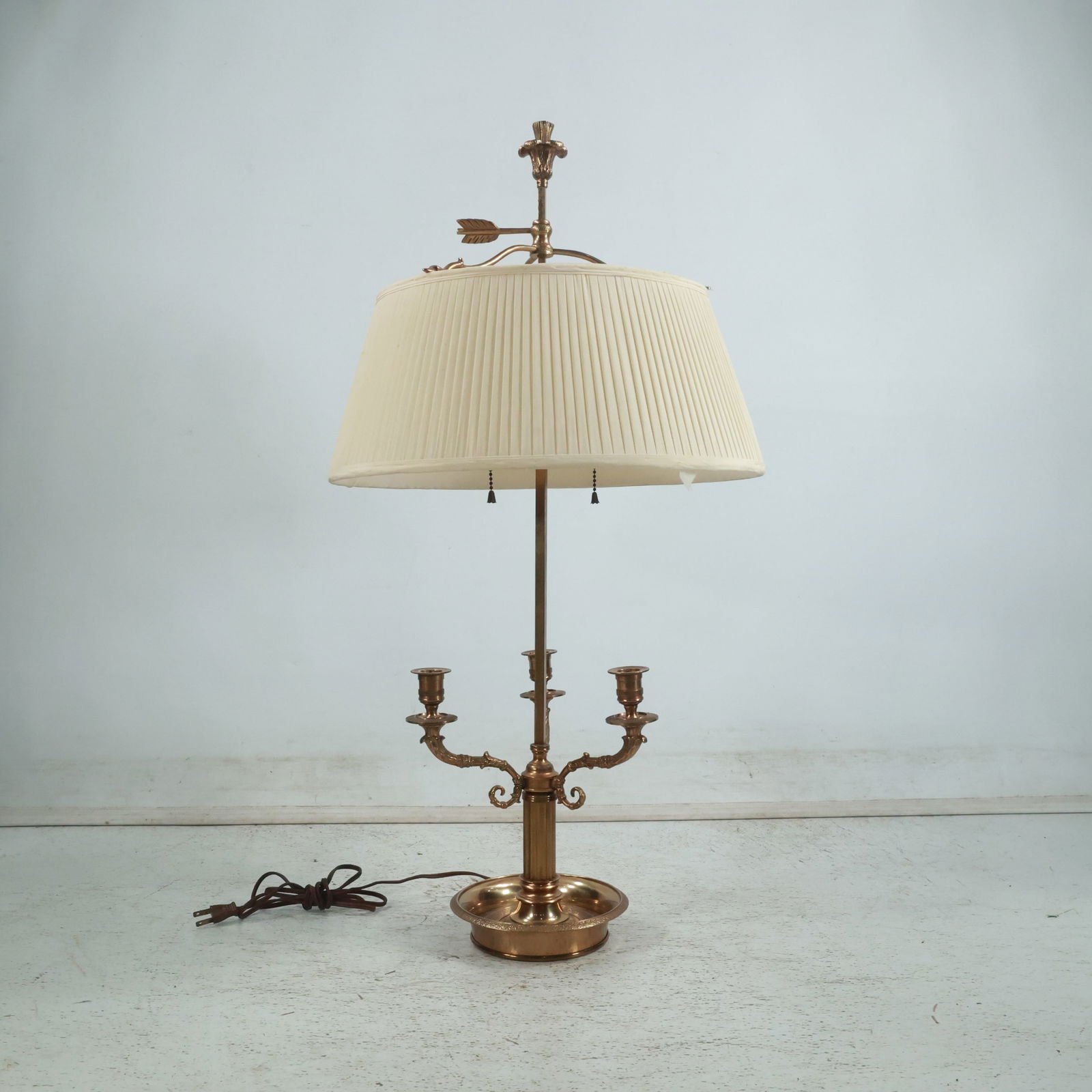 French Brass Bouillotte Lamp with Silk Shade (1 of 20)