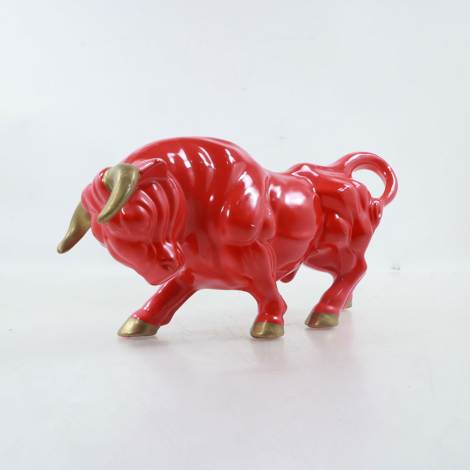1950s Ceramic Red Matador Bull Figure Statue 9.5 in. length (1 of 16)