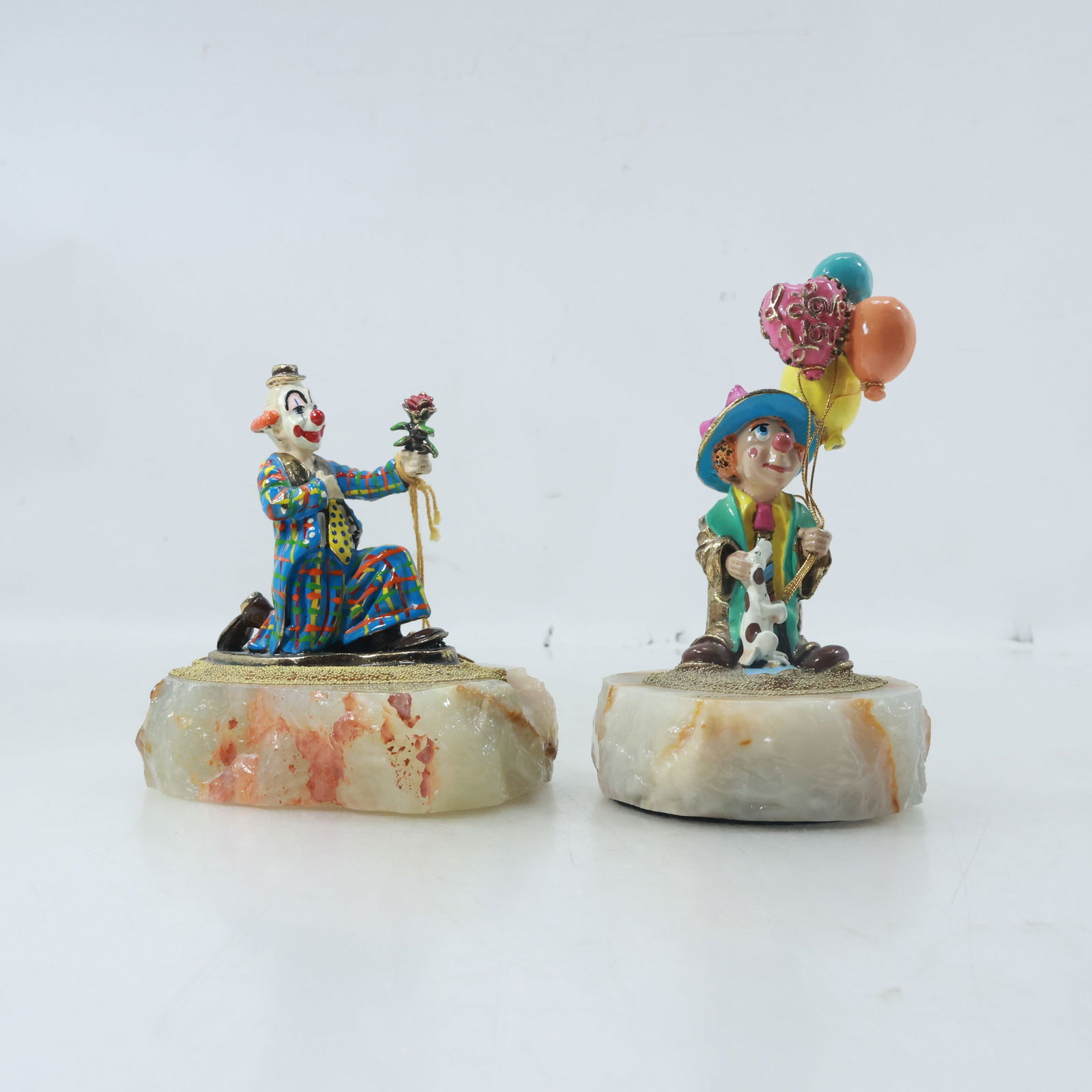 [2] RON LEE Clown Enameled Metal Sculptures Mounted on Onyx Bases (1 of 20)