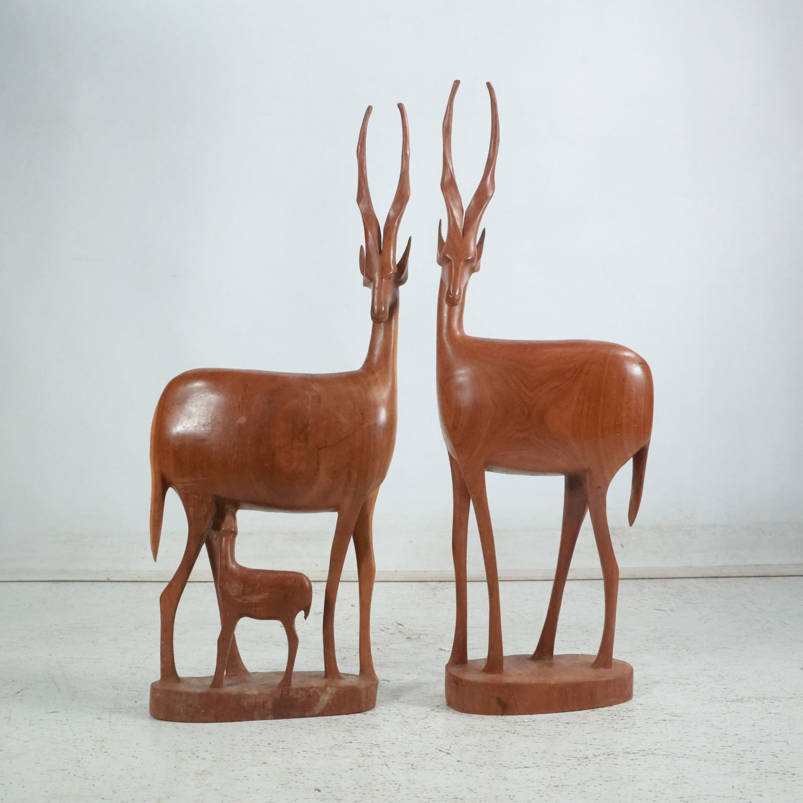 2 Large Hand Carved Teak Wood Gazelle Figures Statues 23 in. height and 24 in. height (1 of 19)
