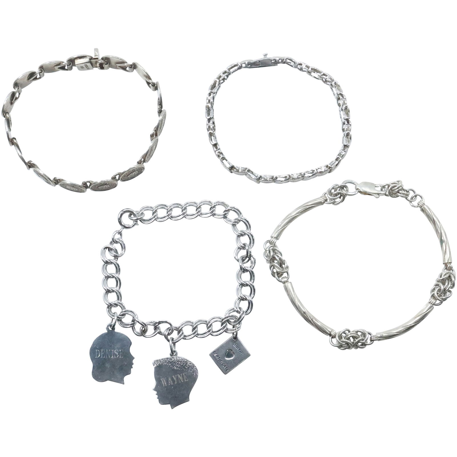[4] Assorted Sterling Silver Bracelets: .925 Sterling; .925 Long Beads & Circles; .925 Sterling, (1 of 20)