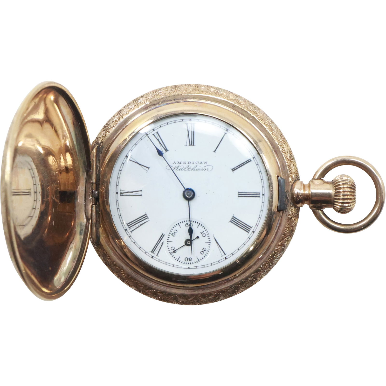10K GOLD American Waltham Hunting Case Pocket Watch, works, Columbia Case, 1 1/2 in. (1 of 19)