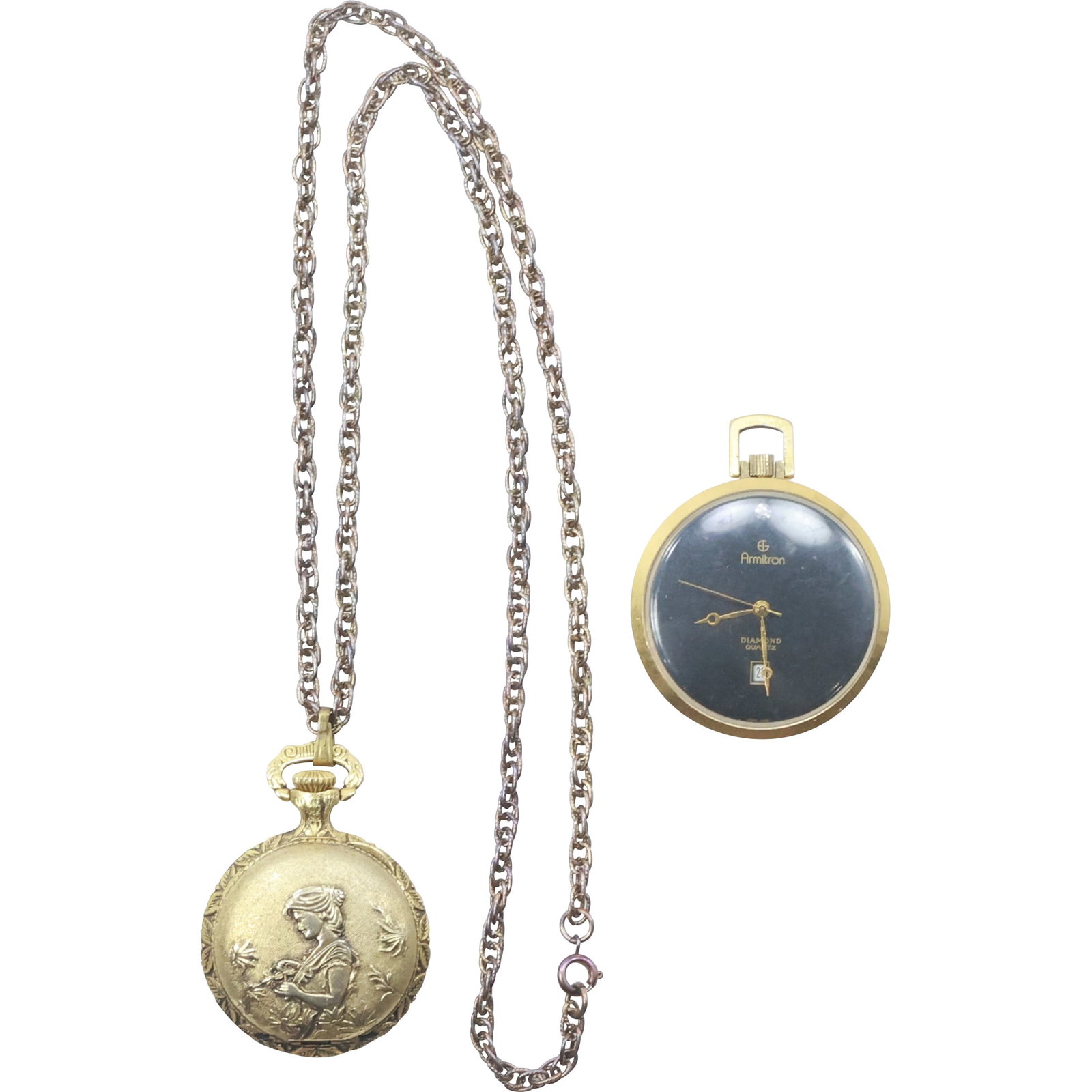 [2] Ladies Chateau Pocket Watch & Armitron Pocket Watch: [2] Ladies Chateau Pocket Watch 1 1/4 in. & Armitron Pocket Watch 1 5/8 in.