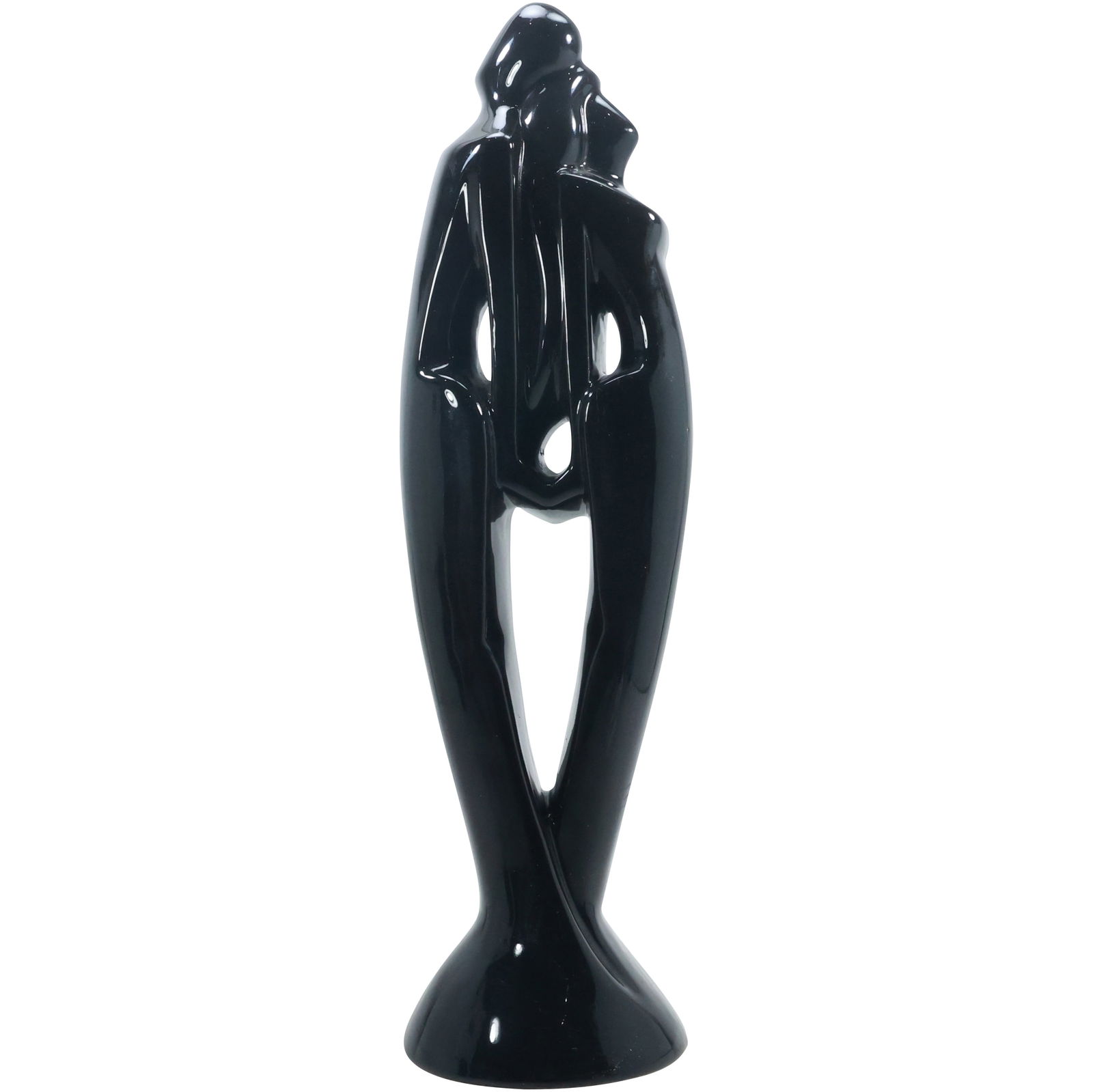 Mid-Century Modern Royal Haeger Black Ceramic Abstract Sculpture of Embracing Figures (1 of 13)