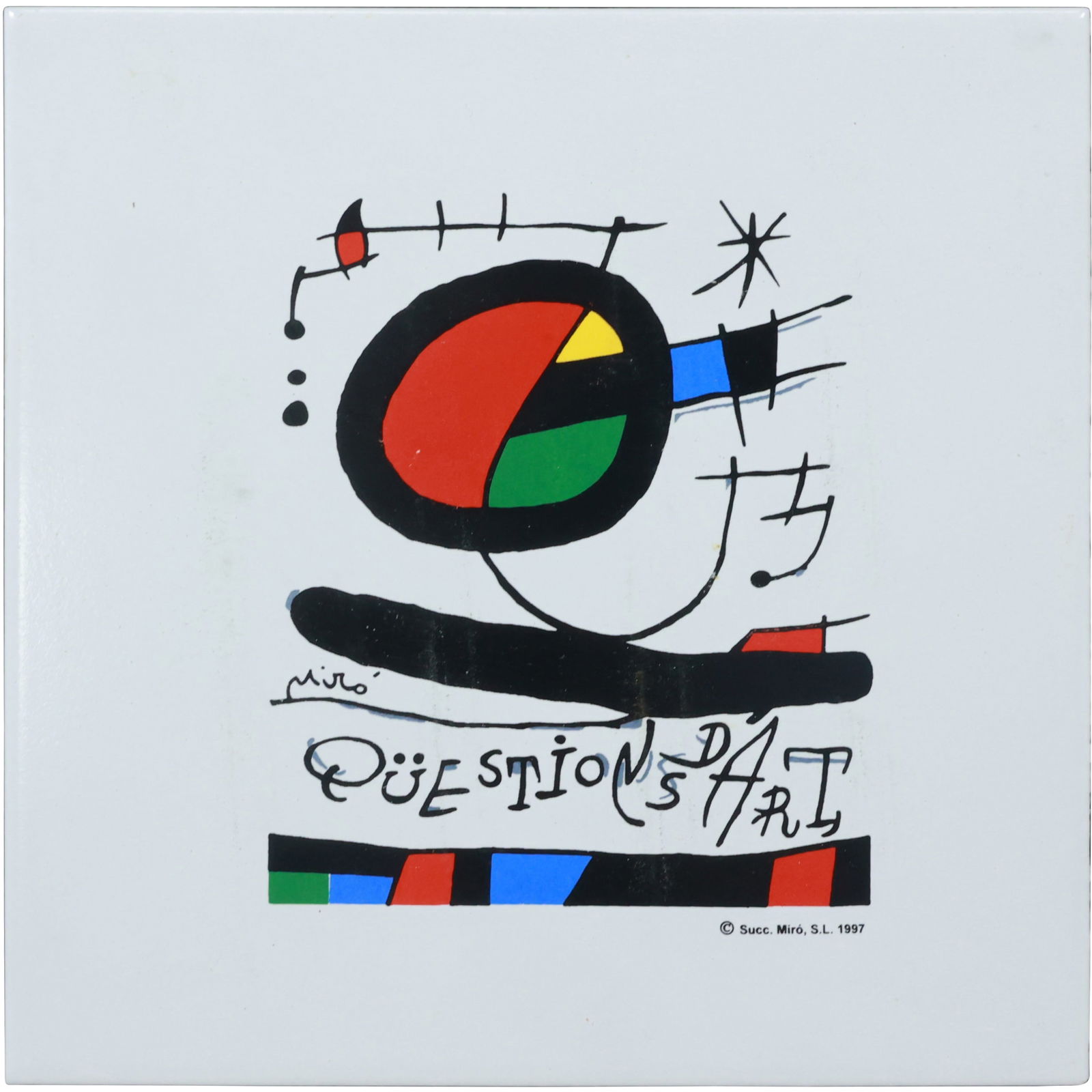 Joan Miro, Vintage, Questions Art Tile Ceramic marked copyright Succ. Miro, S.L. 1997 (1 of 14)
